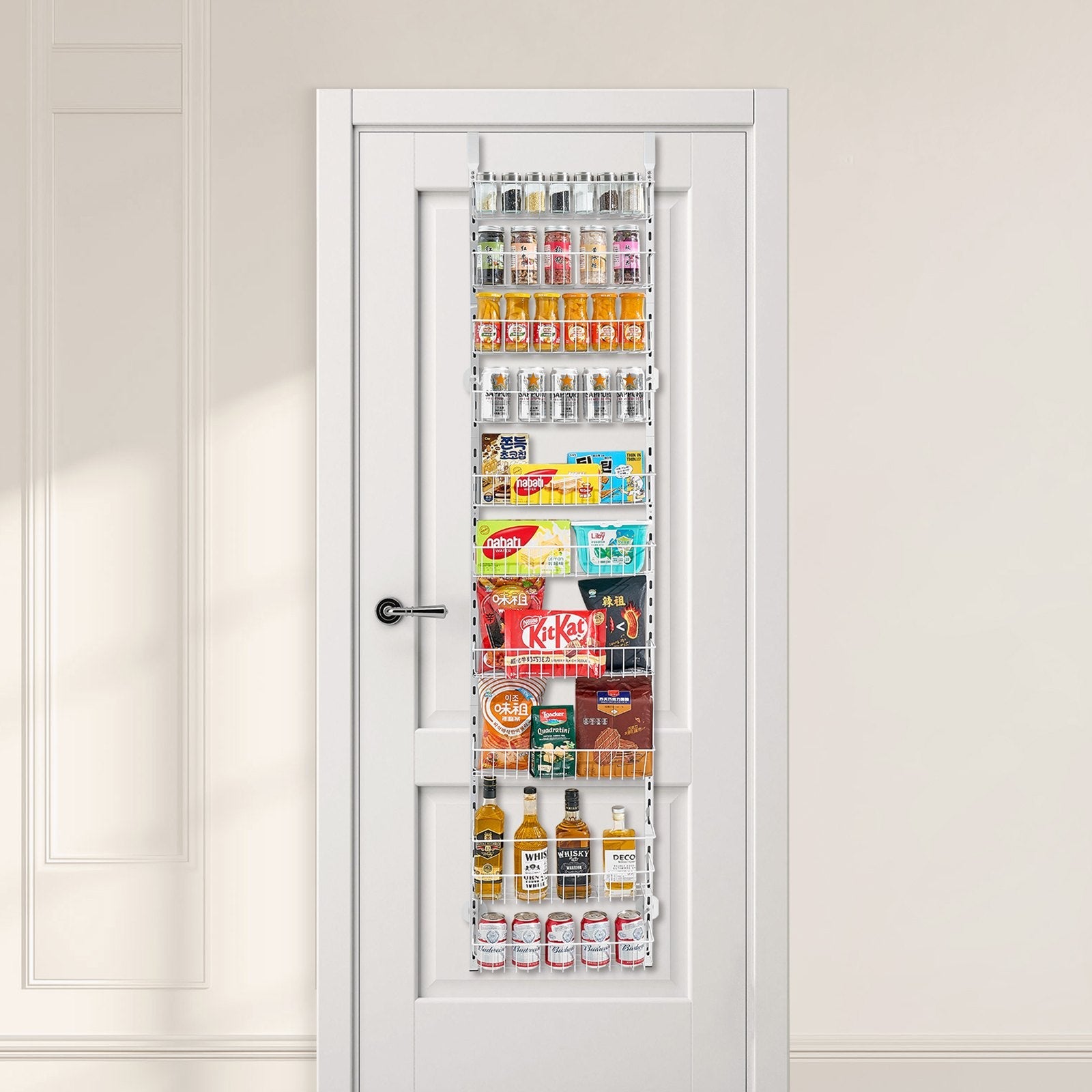 VEVOR 10-Tier Over the Door Pantry Organizer Hanging Storage Rack Adjustable 