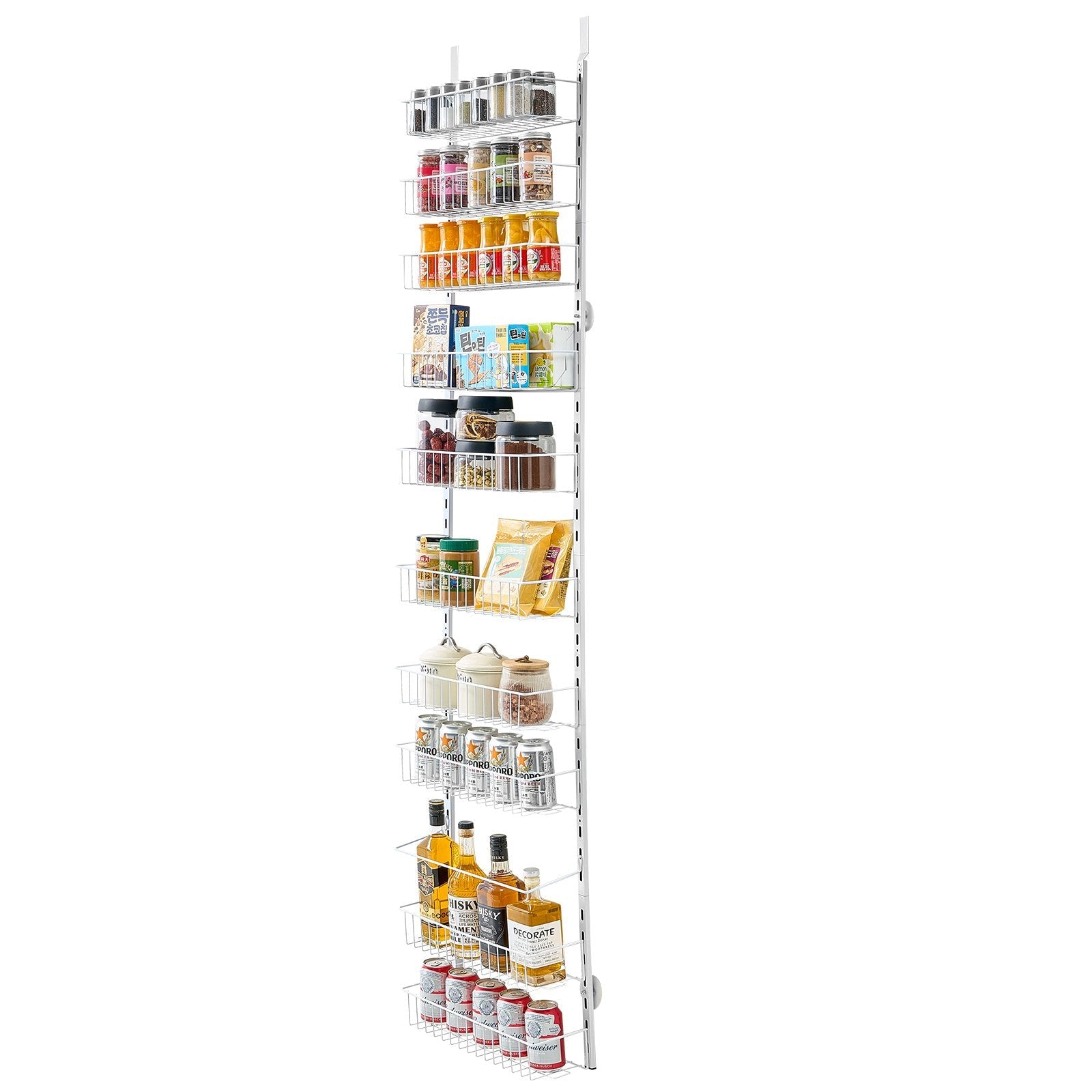 VEVOR 10-Tier Over the Door Pantry Organizer Hanging Storage Rack Adjustable 