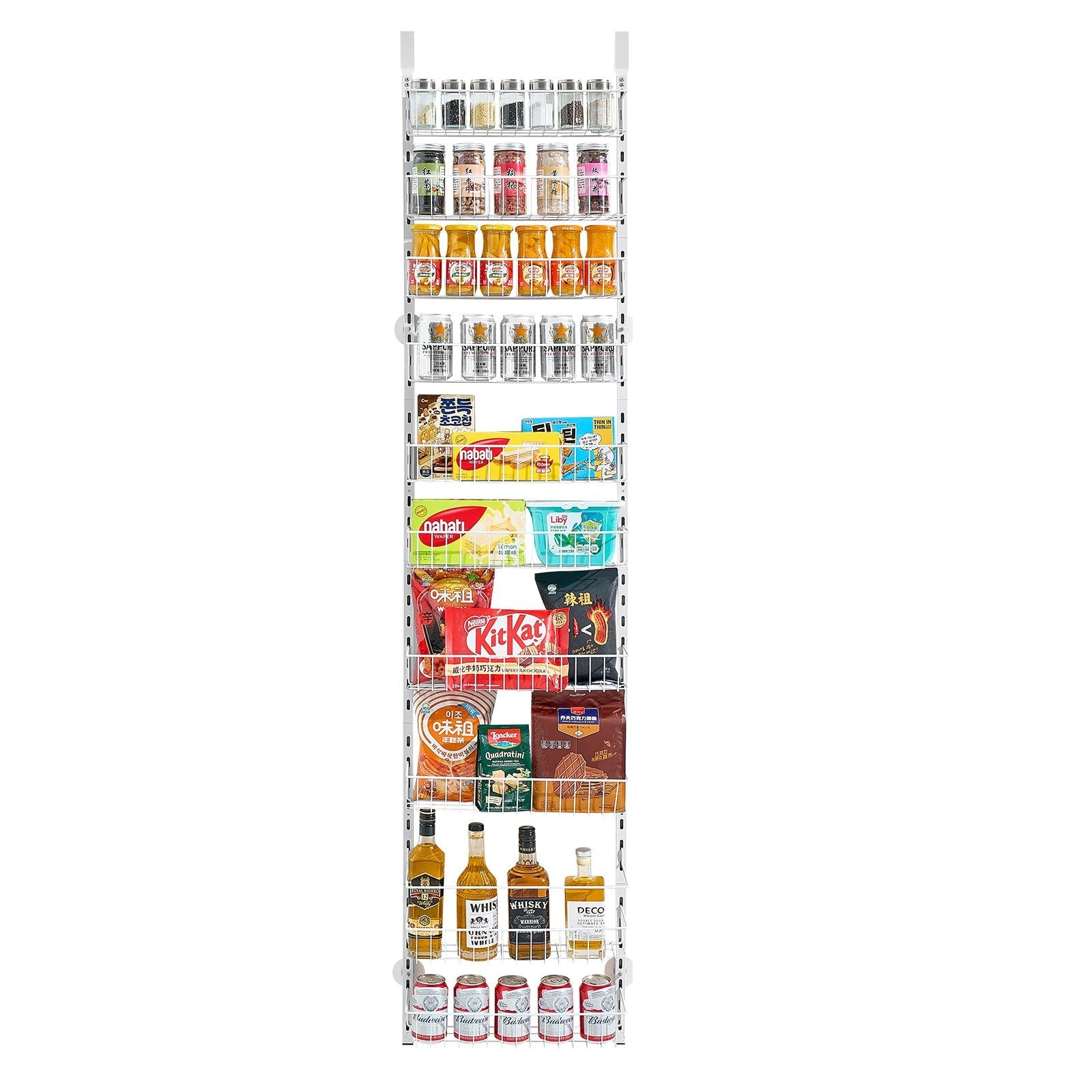 VEVOR 10-Tier Over the Door Pantry Organizer Hanging Storage Rack Adjustable 