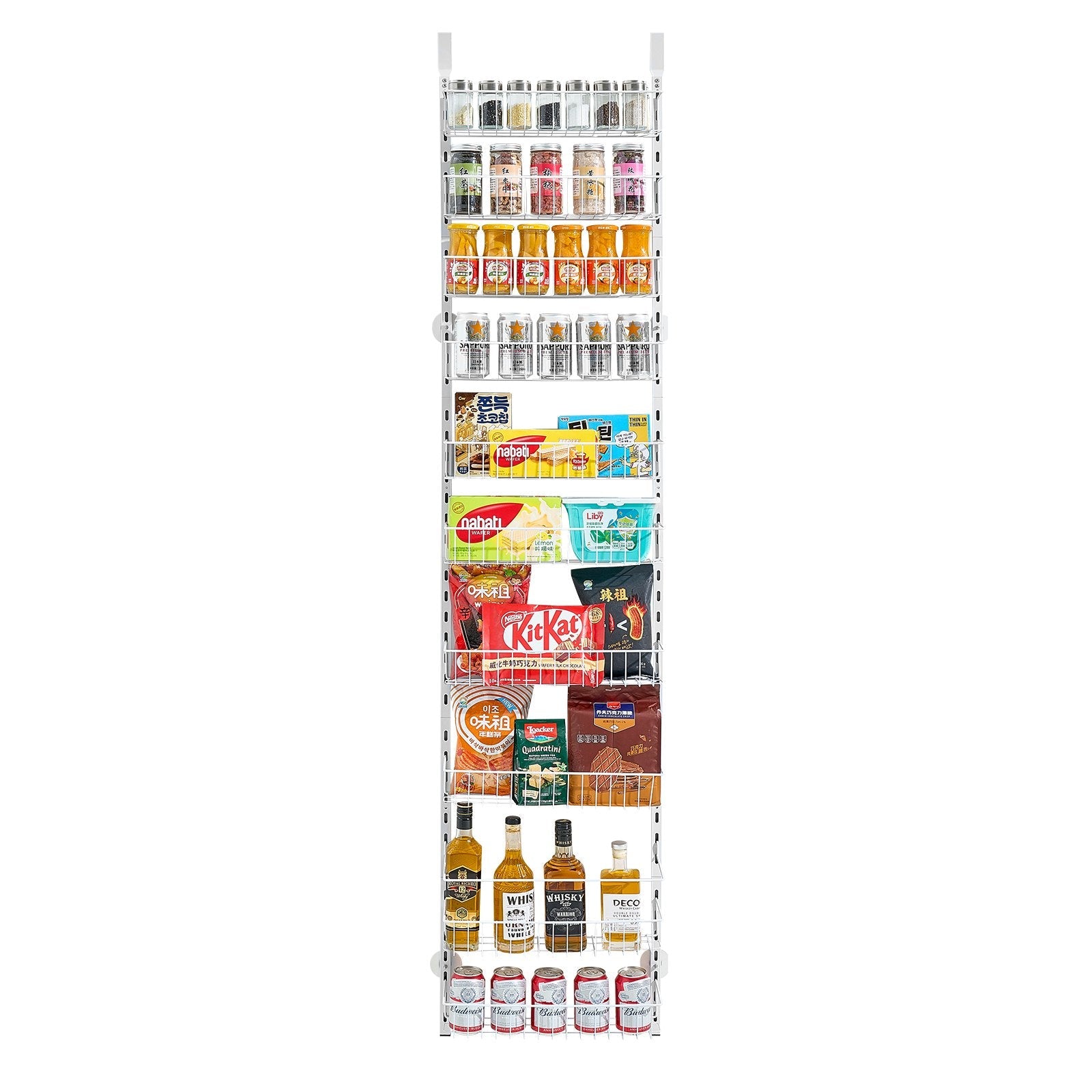 VEVOR 10-Tier Over the Door Pantry Organizer Hanging Storage Rack Adjustable 