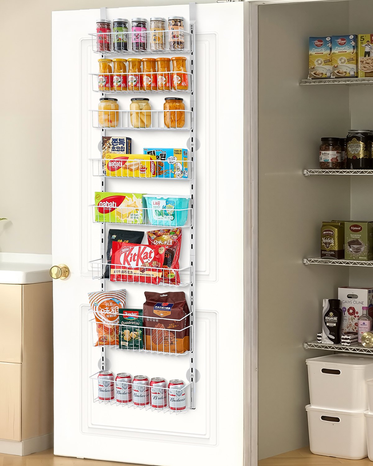 VEVOR 8-Tier Over the Door Pantry Organizer Hanging Storage Rack Adjustable 