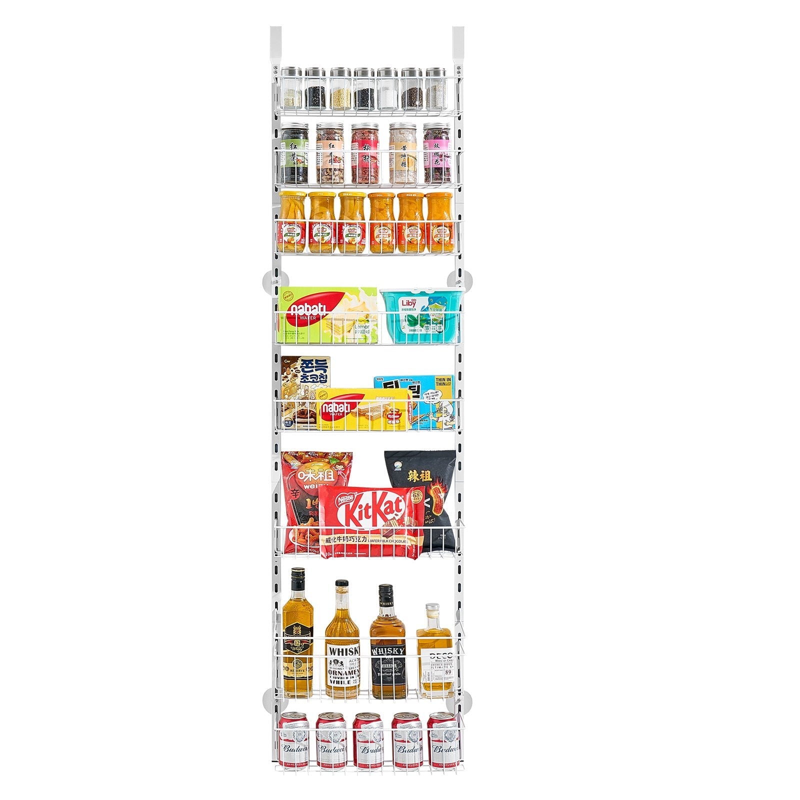 VEVOR 8-Tier Over the Door Pantry Organizer Hanging Storage Rack Adjustable 
