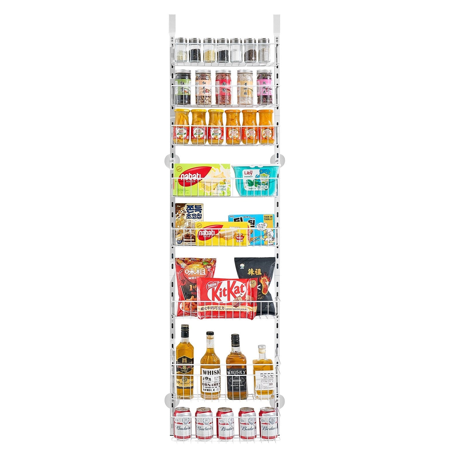 VEVOR 8-Tier Over the Door Pantry Organizer Hanging Storage Rack Adjustable 