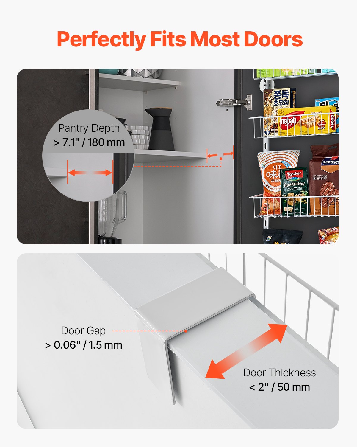VEVOR 9-Tier Over the Door Pantry Organizer Hanging Storage Rack Adjustable 