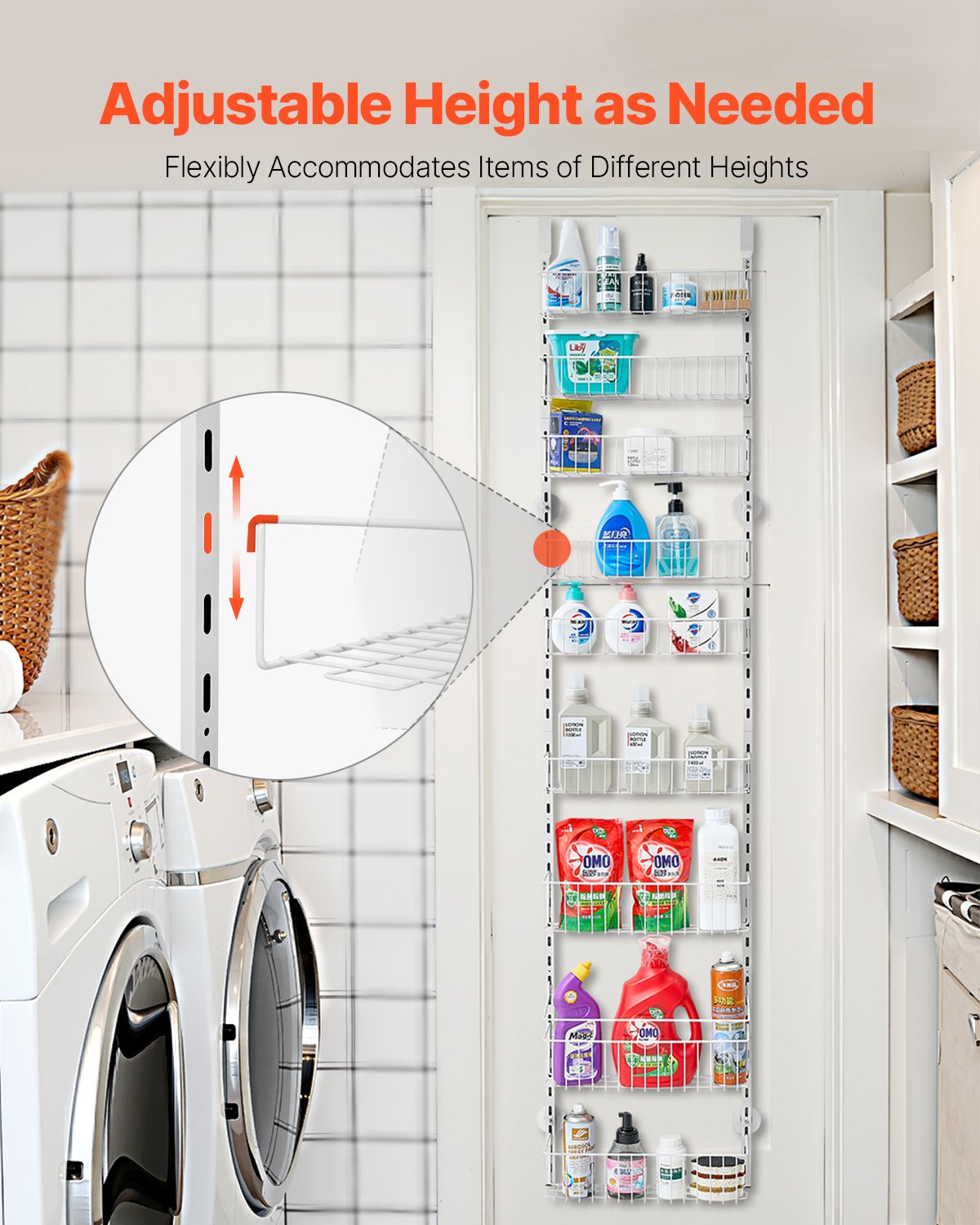 VEVOR 9-Tier Over the Door Pantry Organizer Hanging Storage Rack Adjustable 