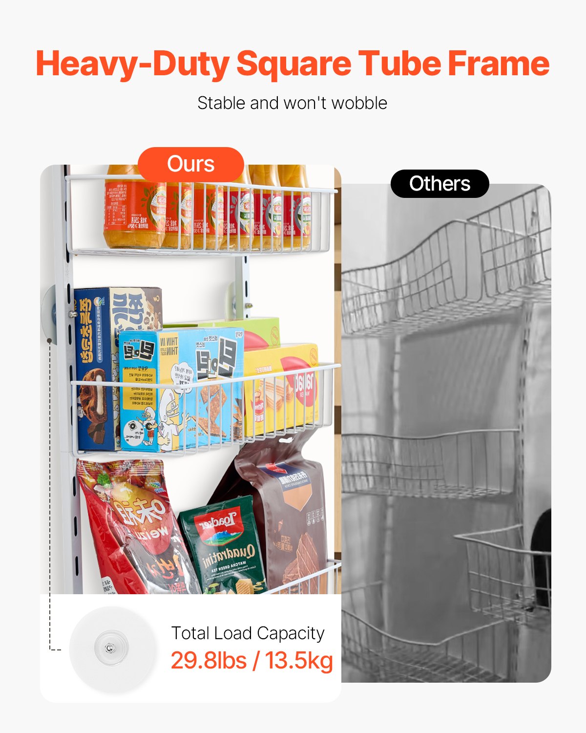 VEVOR 9-Tier Over the Door Pantry Organizer Hanging Storage Rack Adjustable 