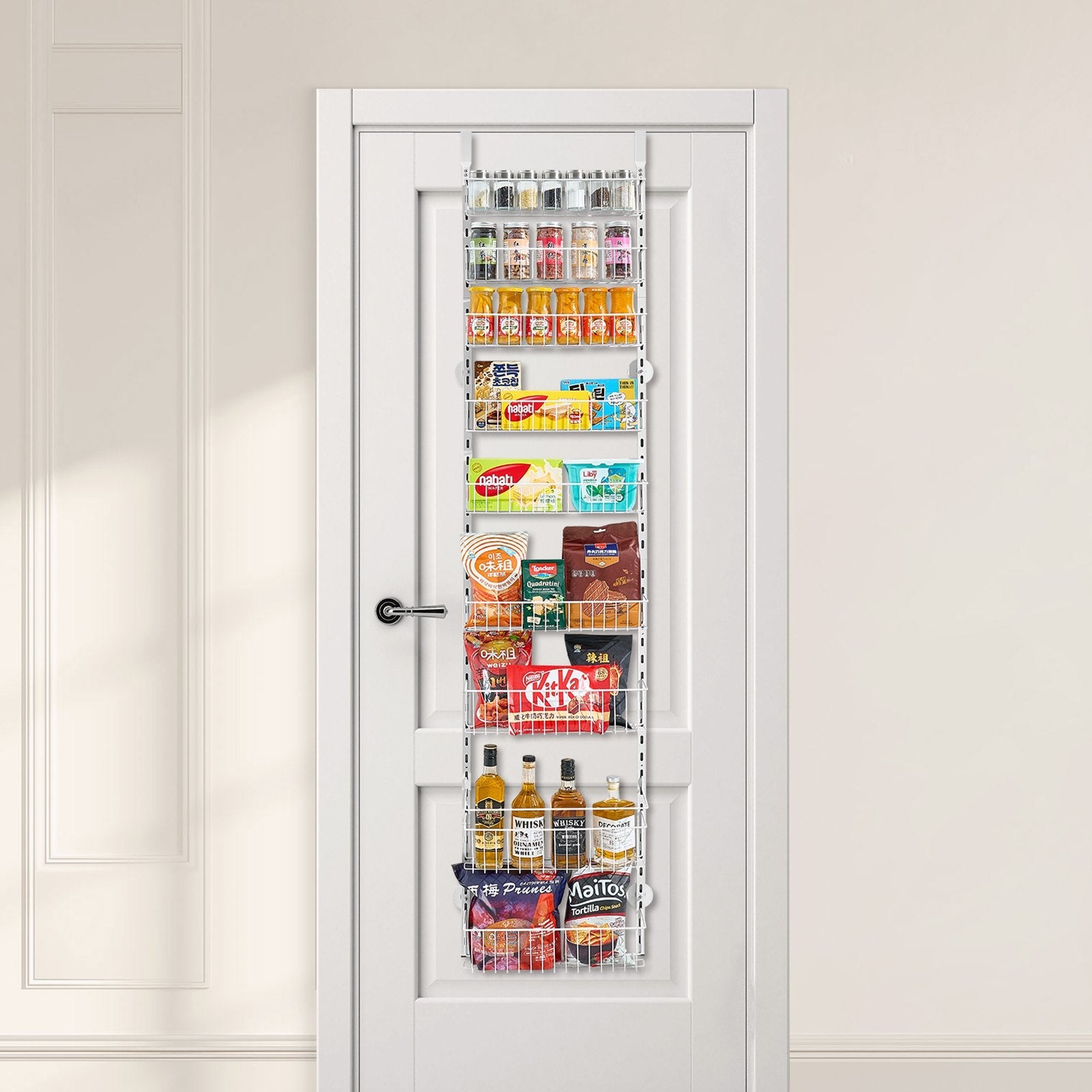 VEVOR 9-Tier Over the Door Pantry Organizer Hanging Storage Rack Adjustable 