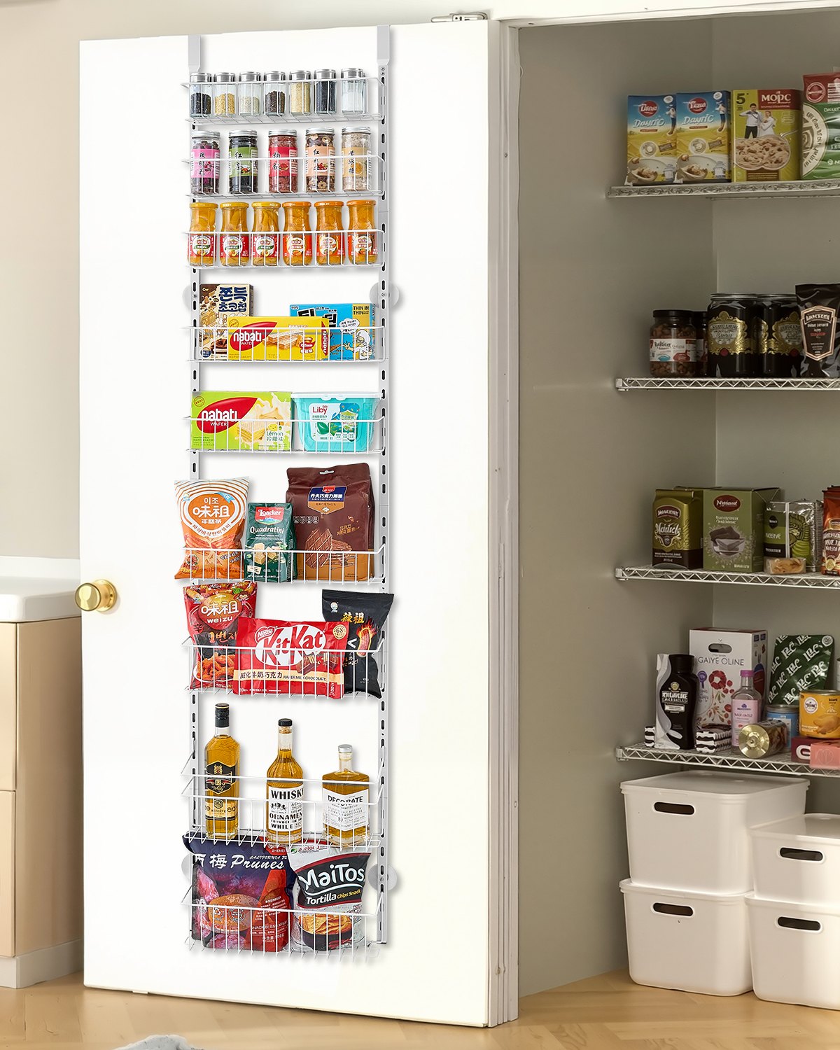 VEVOR 9-Tier Over the Door Pantry Organizer Hanging Storage Rack Adjustable 