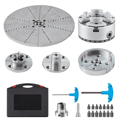VEVOR KP965 Lathe Chuck, 4-Jaw 3.75" Diameter, Metal Lathe Chuck Turning Machine Accessories with 5 Sets of Jaws, Self-centering Tool, for Precision Machining, Grinding Machines, Milling Machines 
