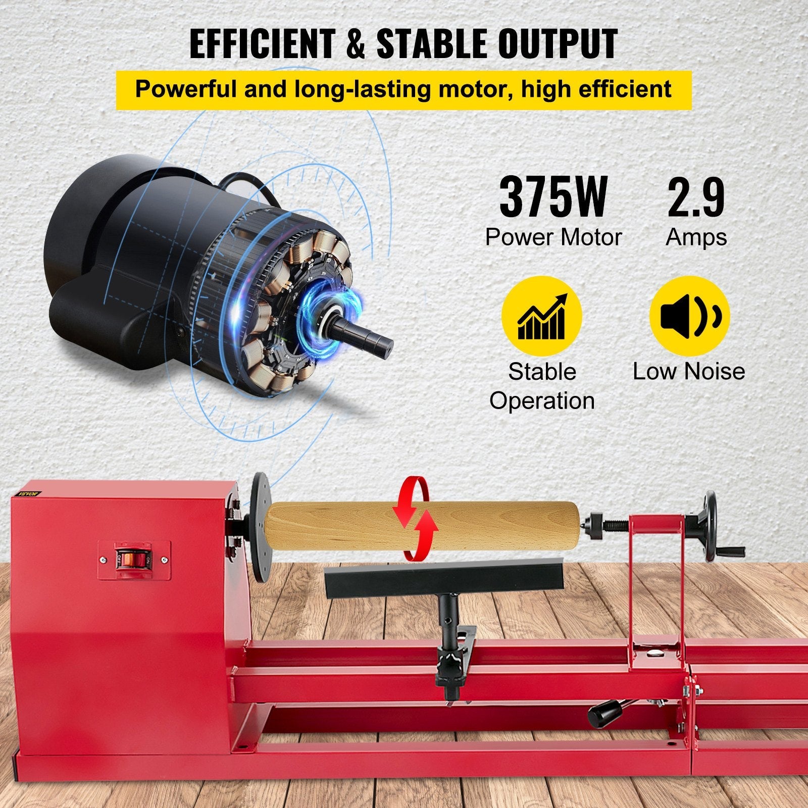 VEVOR Wood Lathe 14" x 40", Power Wood Turning Lathe 1/2HP 4 Speed 1100/1600/2300/3400RPM, Benchtop Wood Lathe with 3 Chisels Perfect for High Speed Sanding and Polishing of Finished Work 