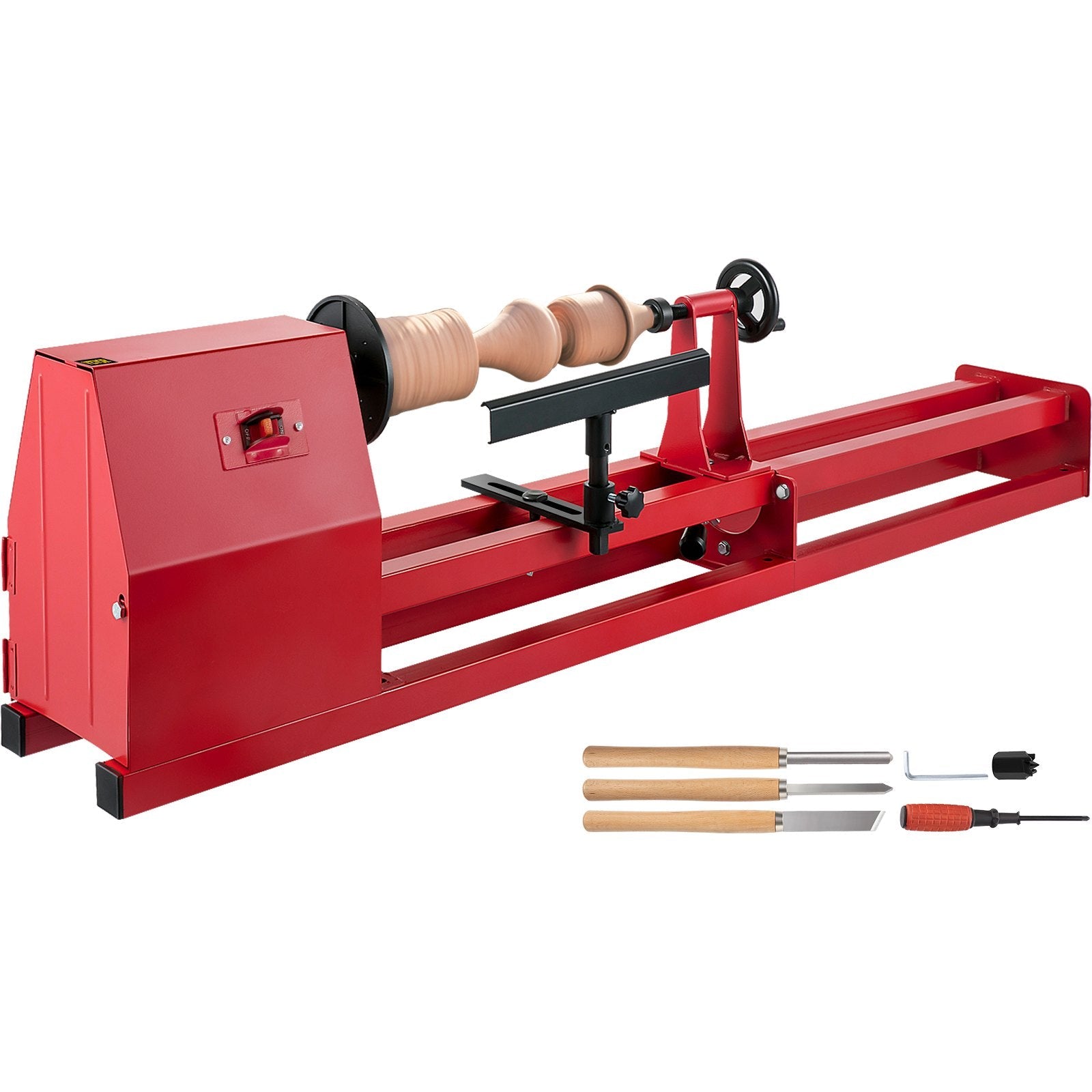 VEVOR Wood Lathe 14" x 40", Power Wood Turning Lathe 1/2HP 4 Speed 1100/1600/2300/3400RPM, Benchtop Wood Lathe with 3 Chisels Perfect for High Speed Sanding and Polishing of Finished Work 