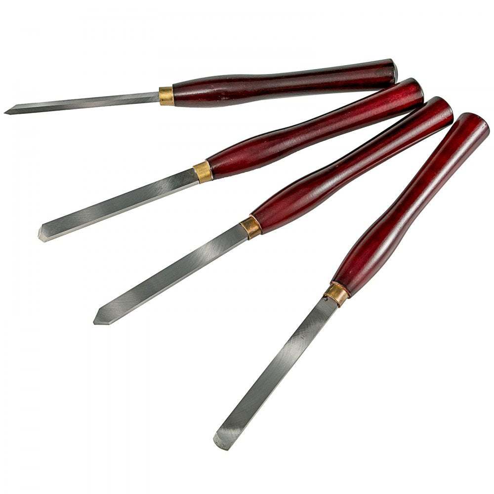 VEVOR Woodworking Lathe Chisel Set 8 Piece Set Lathe Chisel HSS Steel Blades Wood Turning Tools Wooden Case for Storage  for Wood Carving Root Carving Furniture Carving Lathes Red 