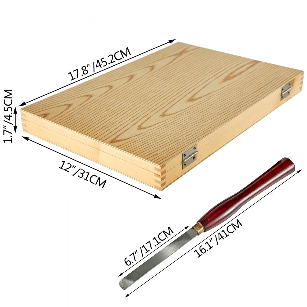 VEVOR Woodworking Lathe Chisel Set 8 Piece Set Lathe Chisel HSS Steel Blades Wood Turning Tools Wooden Case for Storage  for Wood Carving Root Carving Furniture Carving Lathes Red 