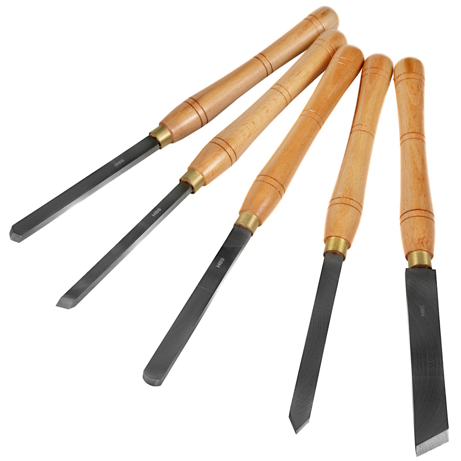 VEVOR Lathe Chisel 8 Piece Wood Lathe Chisel Cutting Carving HSS Steel Blades Wood Turning Tools Lathe Chisel Set  Wooden Case for Storage for Wood Turning Hardwood One Free Chisel 