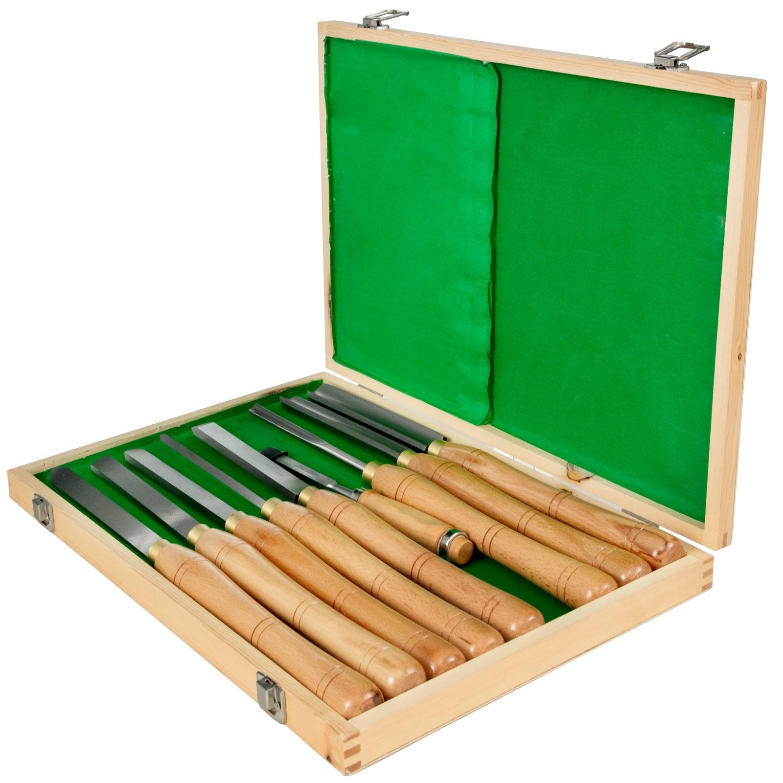 VEVOR Lathe Chisel 8 Piece Wood Lathe Chisel Cutting Carving HSS Steel Blades Wood Turning Tools Lathe Chisel Set  Wooden Case for Storage for Wood Turning Hardwood One Free Chisel 