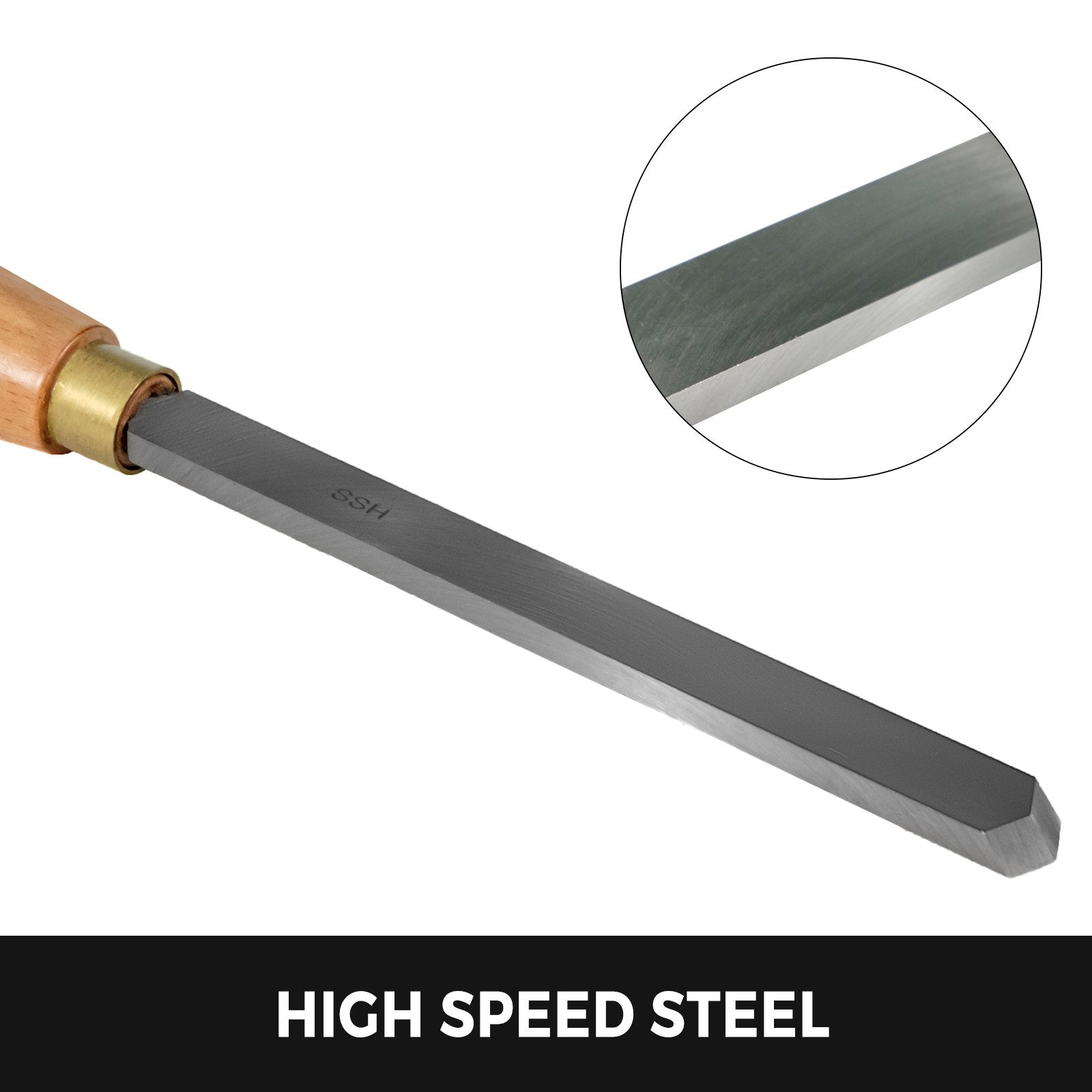 VEVOR Lathe Chisel 8 Piece Wood Lathe Chisel Cutting Carving HSS Steel Blades Wood Turning Tools Lathe Chisel Set  Wooden Case for Storage for Wood Turning Hardwood One Free Chisel 