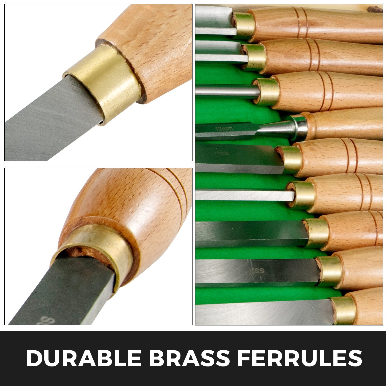 VEVOR Lathe Chisel 8 Piece Wood Lathe Chisel Cutting Carving HSS Steel Blades Wood Turning Tools Lathe Chisel Set  Wooden Case for Storage for Wood Turning Hardwood One Free Chisel 