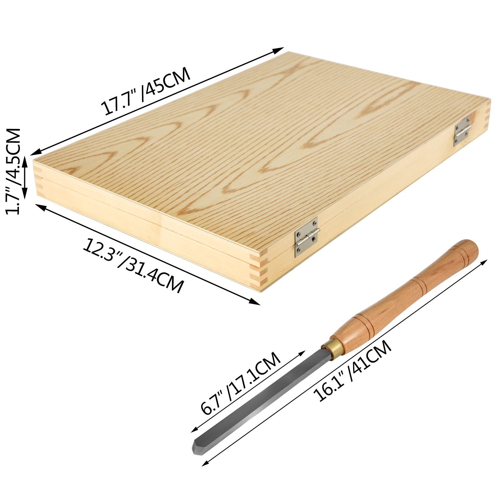 VEVOR Lathe Chisel 8 Piece Wood Lathe Chisel Cutting Carving HSS Steel Blades Wood Turning Tools Lathe Chisel Set  Wooden Case for Storage for Wood Turning Hardwood One Free Chisel 