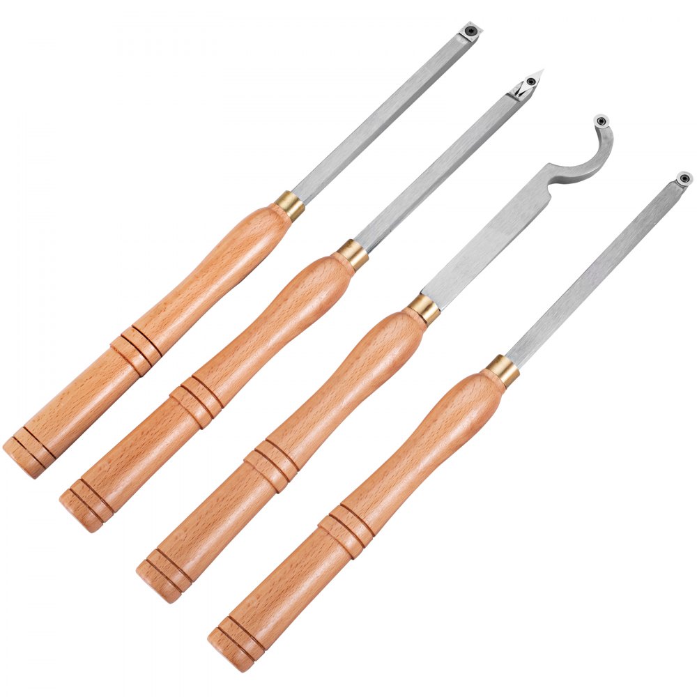 VEVOR Wood Turning Tools for Lathe 4 PCS Set, Carbide Lathe Tools with Diamond Shape, Round, Square Cutters, Turning Lathe Chisels with Comfortable Grip Handles Lathe Tools for Craft DIY Hobbyists 