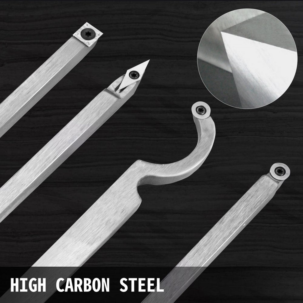 VEVOR Wood Turning Tools for Lathe 4 PCS Set, Carbide Lathe Tools with Diamond Shape, Round, Square Cutters, Turning Lathe Chisels with Comfortable Grip Handles Lathe Tools for Craft DIY Hobbyists 