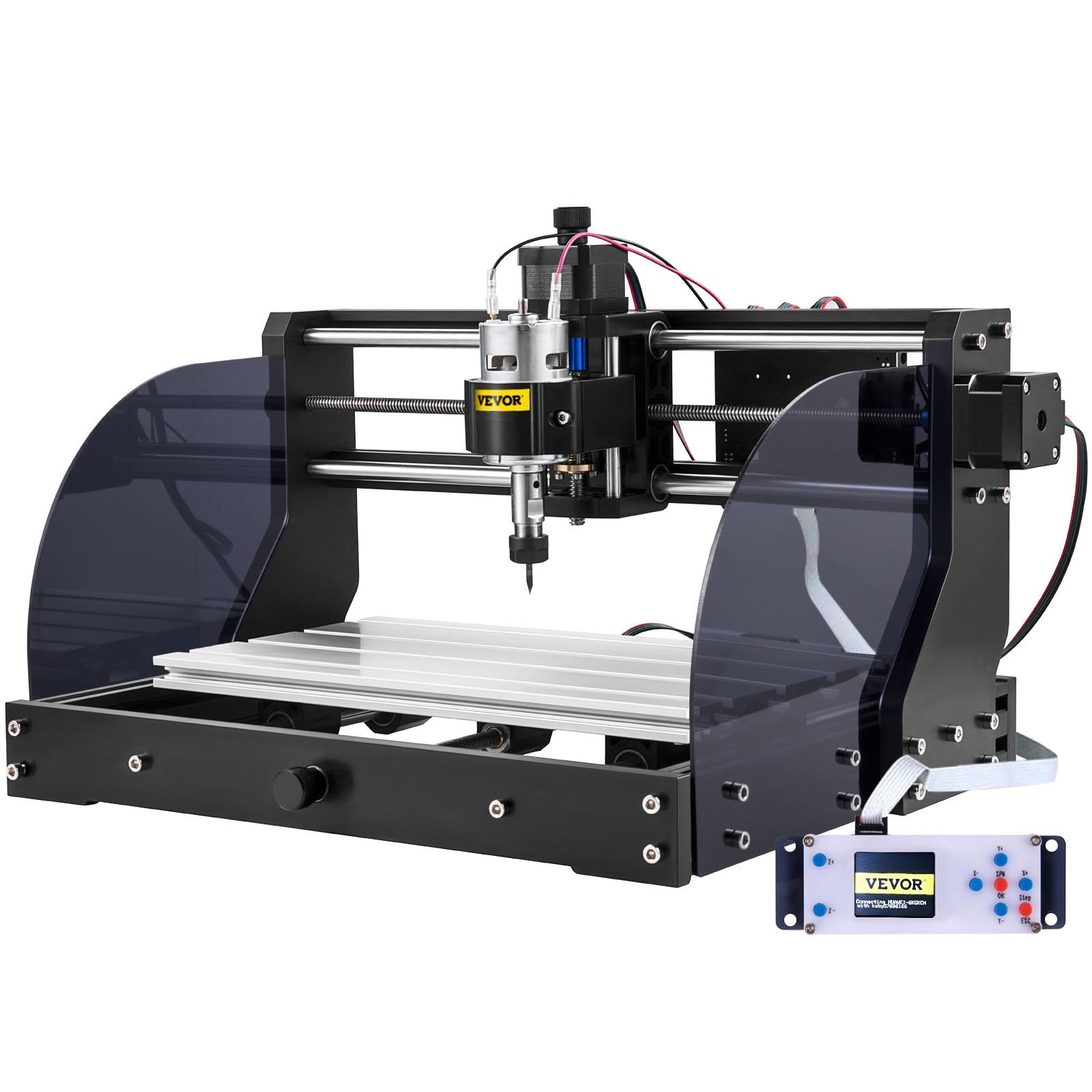 VEVOR CNC Router Machine 3018 CNC 3018-PRO 3 Axis PCB Milling Machine Wood Router Engraver GRBL Control DIY Engraving CNC Machine with Offline Controller and ER11 and 5mm Extension Rod(300x180x45mm) 