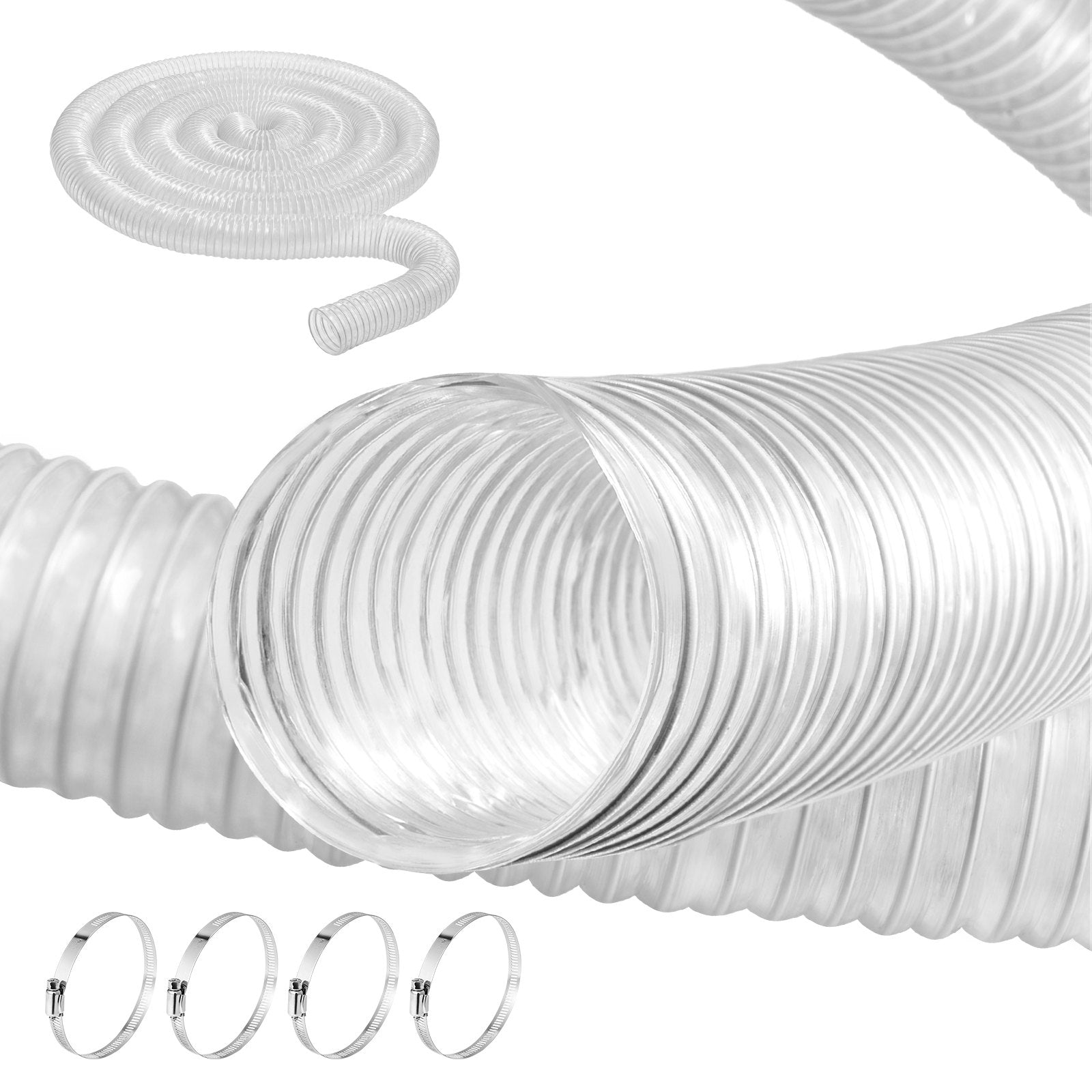 VEVOR 2.5'' x 20' Dust Collection Hose Thickened PVC Flexible Clear Hose 