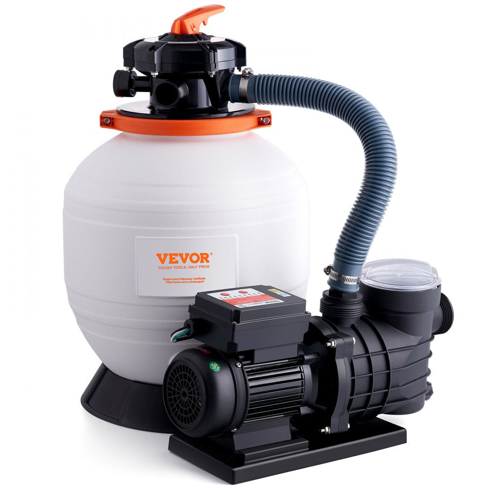 VEVOR Sand Filter Pump for Above Ground Pools, 14-inch, 3000 GPH, 3/4 HP Swimming Pool Pumps System & Filters Combo Set with 6-Way Multi-Port Valve & Strainer Basket, for Domestic and Commercial Pools 