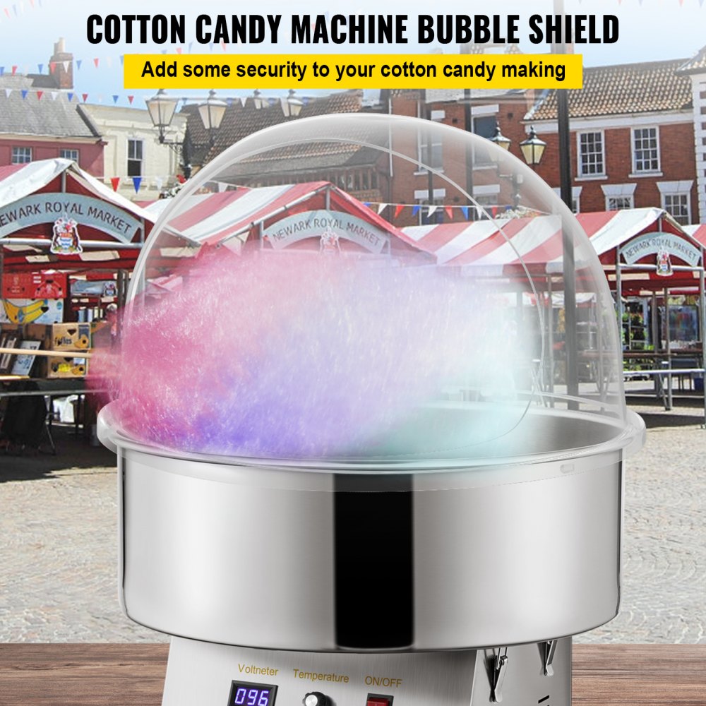 VEVOR 21 Inch Commercial Cotton Candy Machine Cover Bubble Shield Cotton Candy Cover for Cotton Candy Machine, Candy Floss Maker 