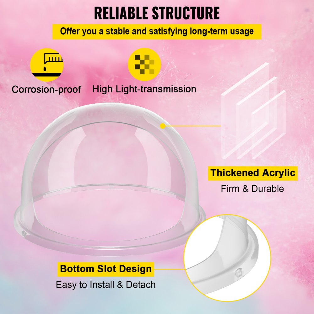 VEVOR 21 Inch Commercial Cotton Candy Machine Cover Bubble Shield Cotton Candy Cover for Cotton Candy Machine, Candy Floss Maker 