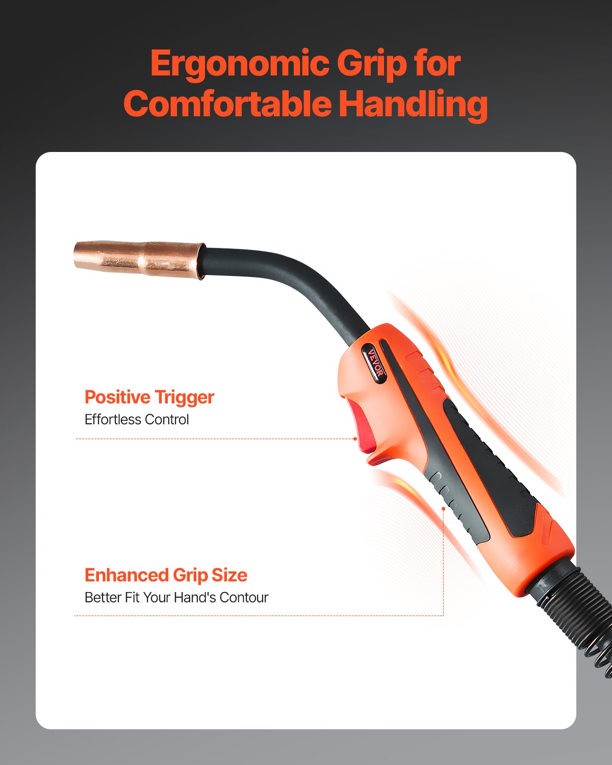 VEVOR 250Amp Mig Welding Gun with 15FT Cable for 0.035" & 0.045" Welding Wires 