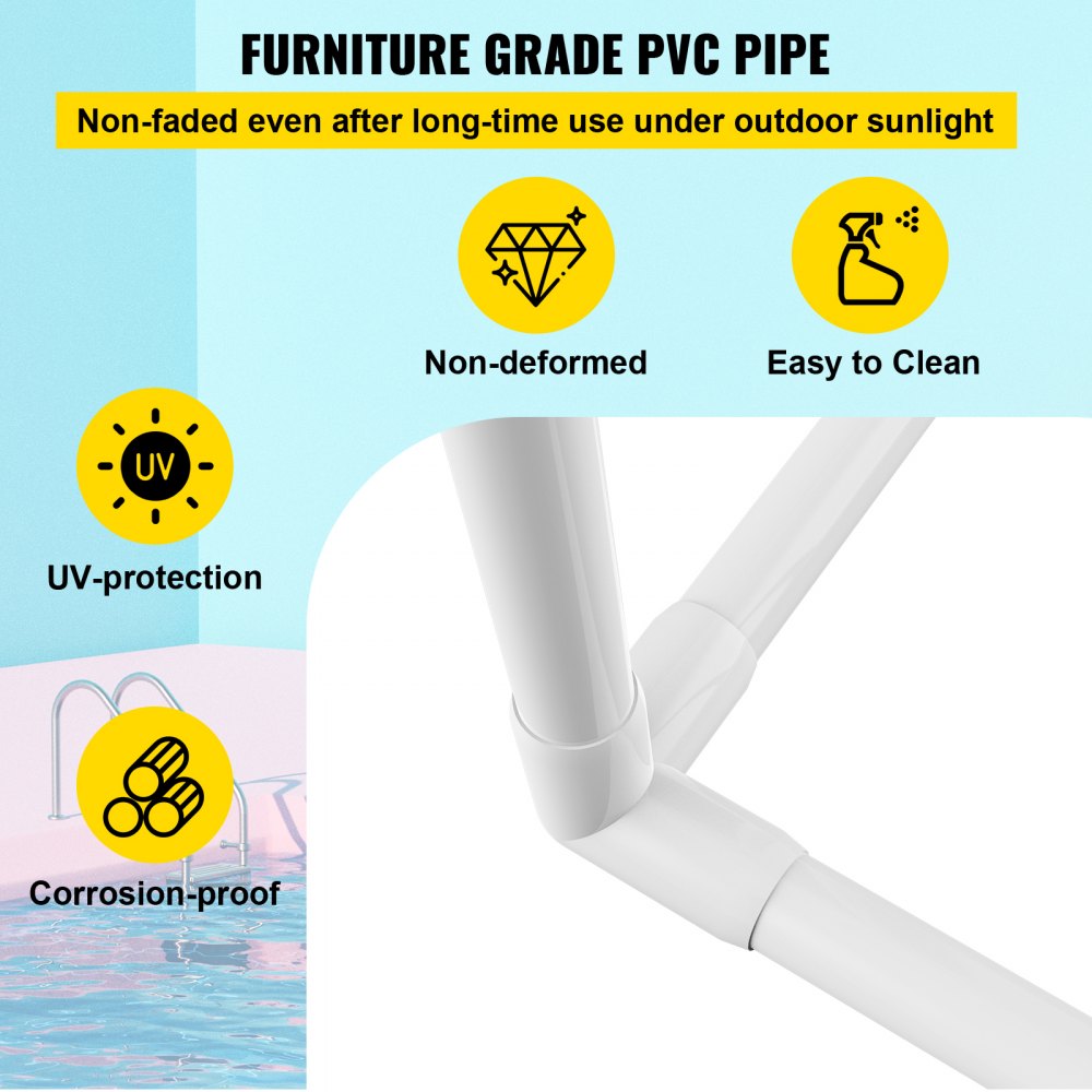 VEVOR Pool Towel Rack, 5 Bar, White, Freestanding Outdoor PVC Trapedozal Poolside Storage Organizer, Include 8 Towel Clips, Mesh Bag, Hook, Also Stores Floats and Paddles, for Beach, Swimming Pool 