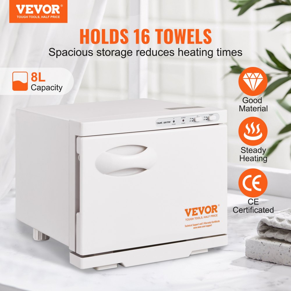 VEVOR Hot Towel Warmer, 8L Spa Hot Towel Warmer Cabinet, 2-in-1 Towel Warmer with Stainless Steel Rack, Holds up to 16 Towels, Quick All-round Heating for Facials, SPA, Massage, Salon, Bathroom,Beauty 