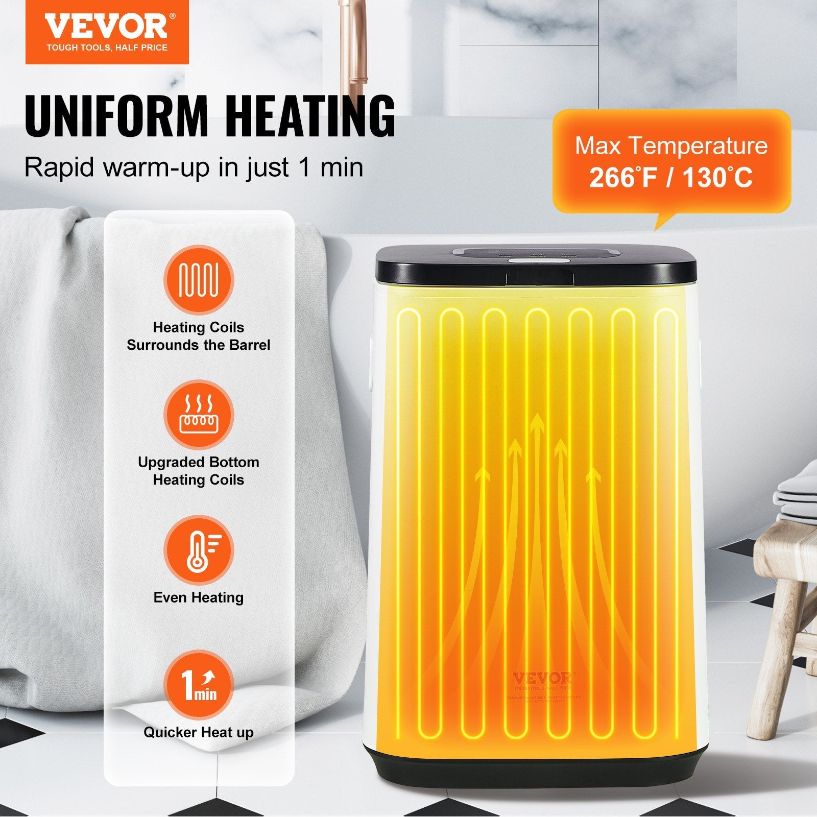 VEVOR Towel Warmer 20L, Towel Warmer Bucket with 24h Delay Timer, 20/40/60 Min Auto Shut Off, Child Lock, LED Screen & U-shaped Light, Large Towel Warmer for Bathroom, Spa, Bathrobe, Blanket & Pajama 