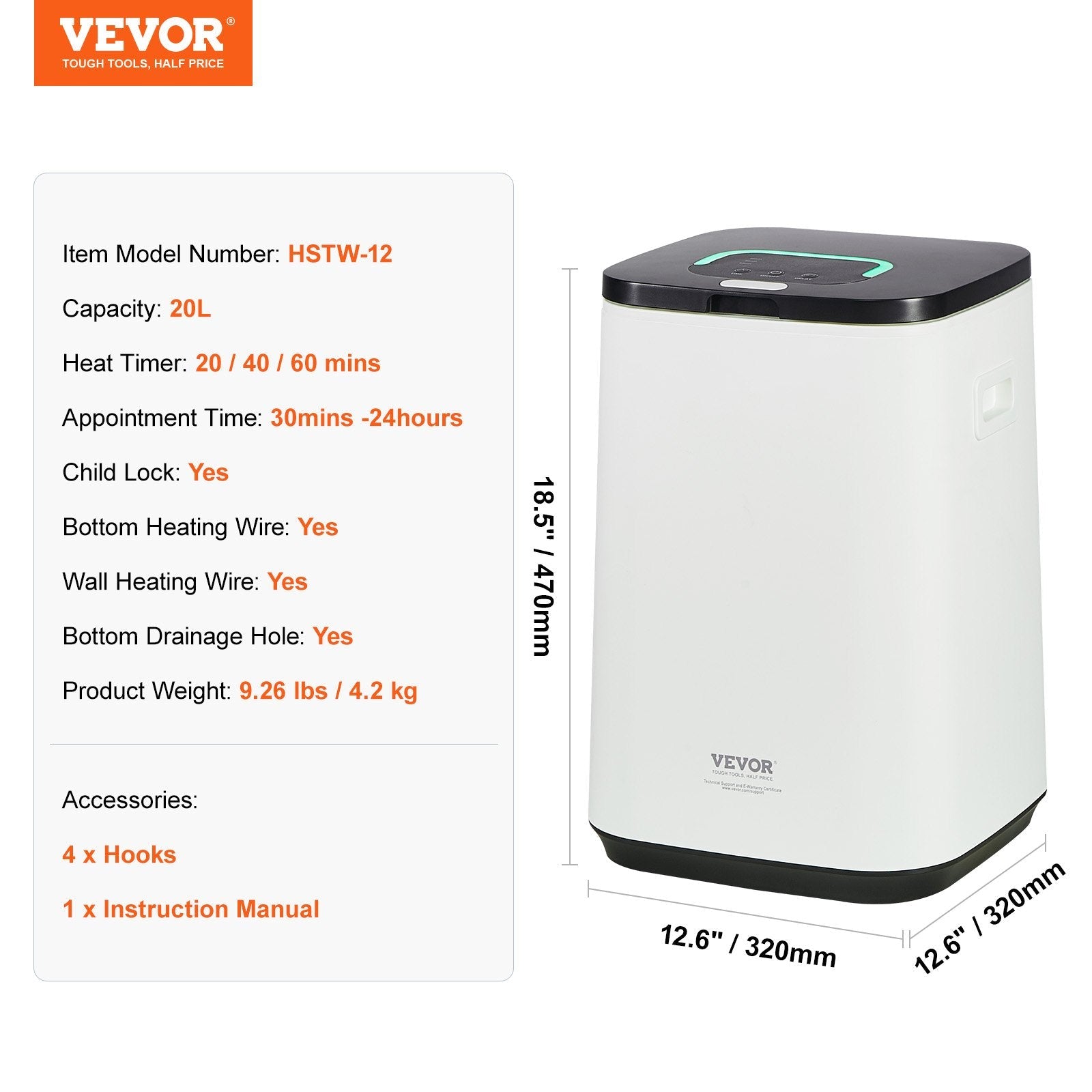VEVOR Towel Warmer 20L, Towel Warmer Bucket with 24h Delay Timer, 20/40/60 Min Auto Shut Off, Child Lock, LED Screen & U-shaped Light, Large Towel Warmer for Bathroom, Spa, Bathrobe, Blanket & Pajama 