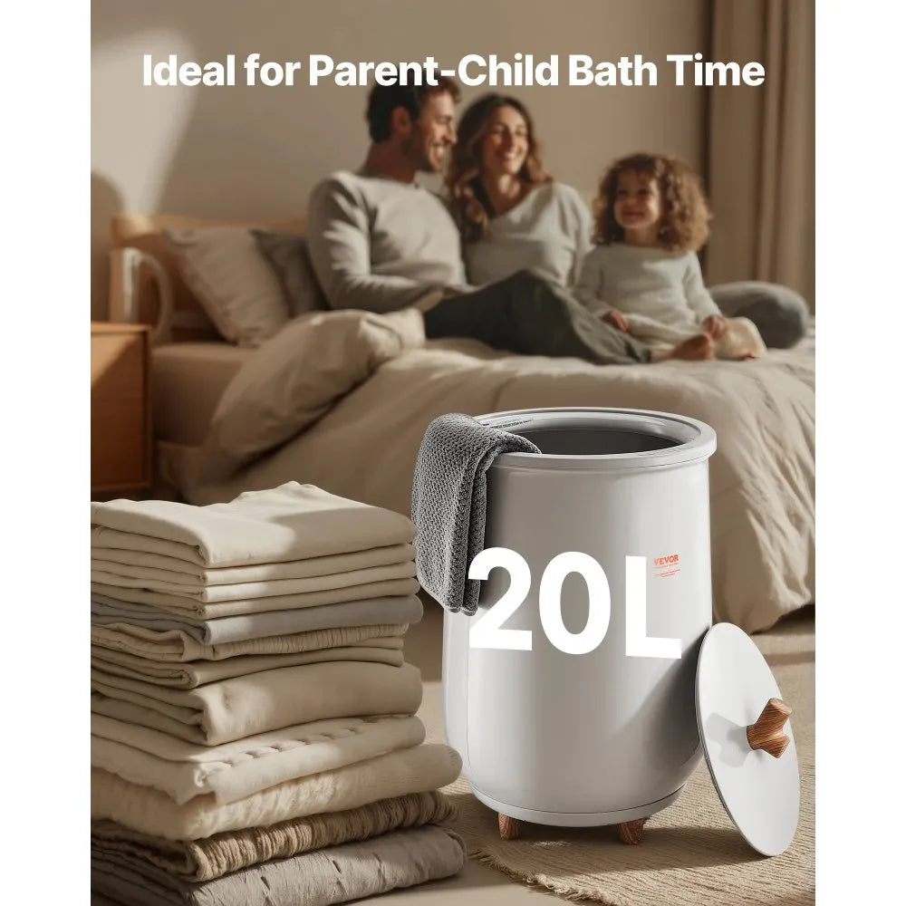 20L Towel Warmer Bucket with Adjustable Heat, Timer & Auto Shut-Off for Towels, Robes & Blankets