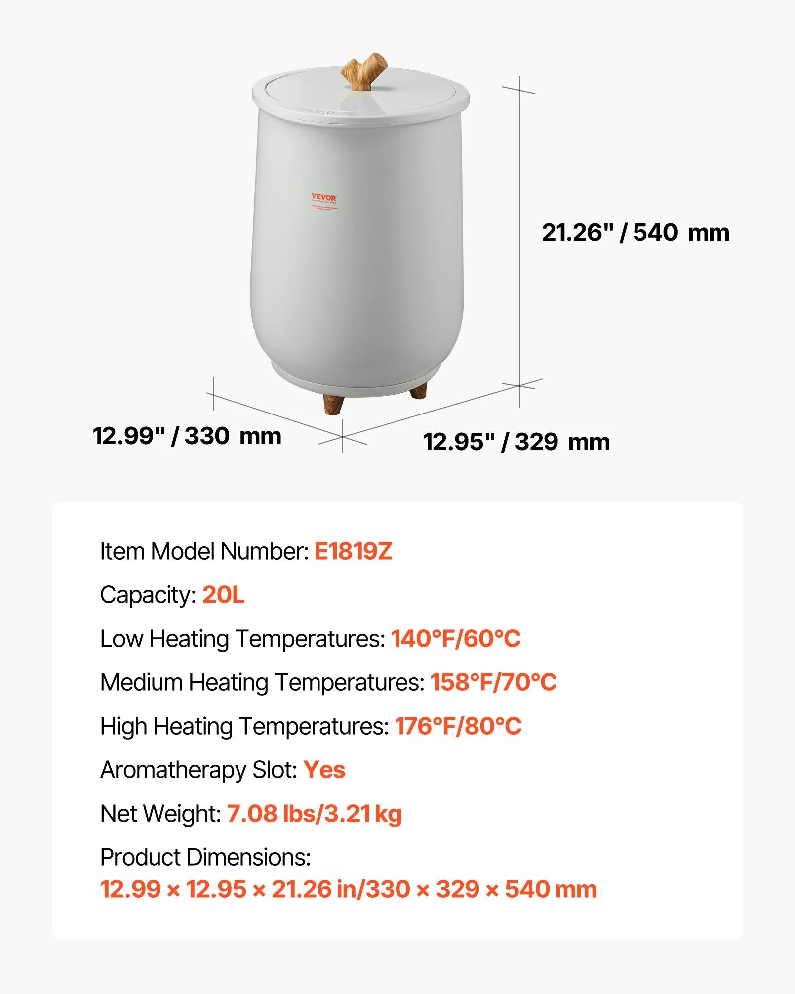 20L Towel Warmer Bucket with Adjustable Heat, Timer & Auto Shut-Off for Towels, Robes & Blankets