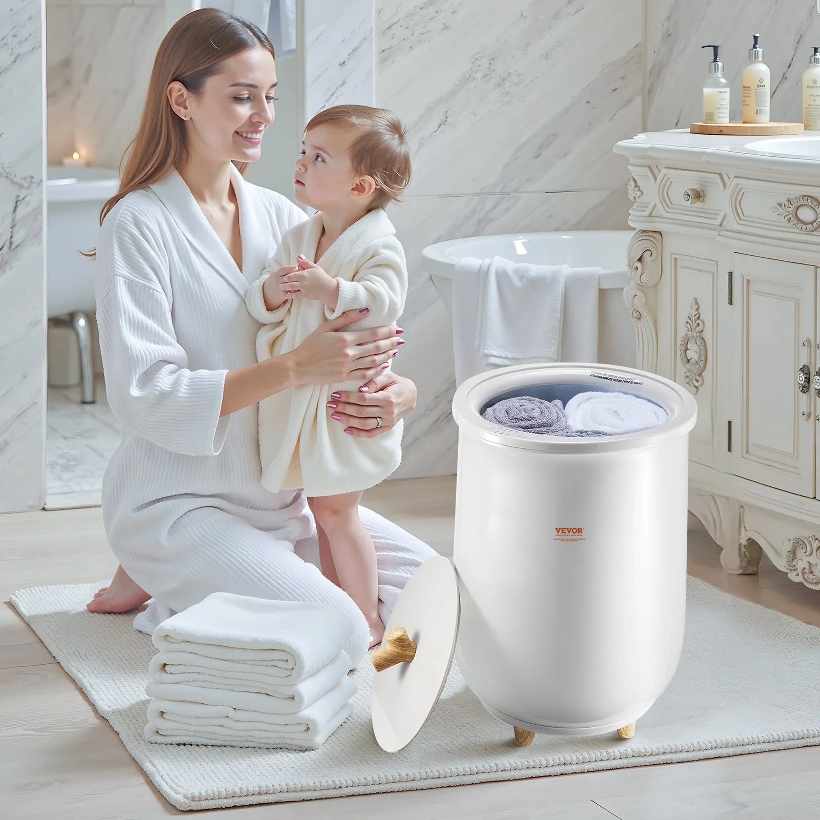 20L Towel Warmer Bucket with Adjustable Heat, Timer & Auto Shut-Off for Towels, Robes & Blankets