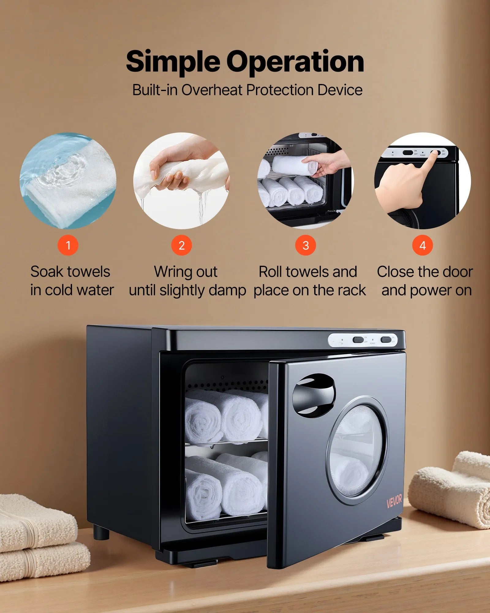 VEVOR Hot Towel Warmer, 5 gal Large Towel Warmer Cabinet with See Through Window, Clip & Stainless Steel Racks, Holds up 36 Towels, All-Round Heating Cabinet for Spa, Barber, Manicures, Massage, Salon 