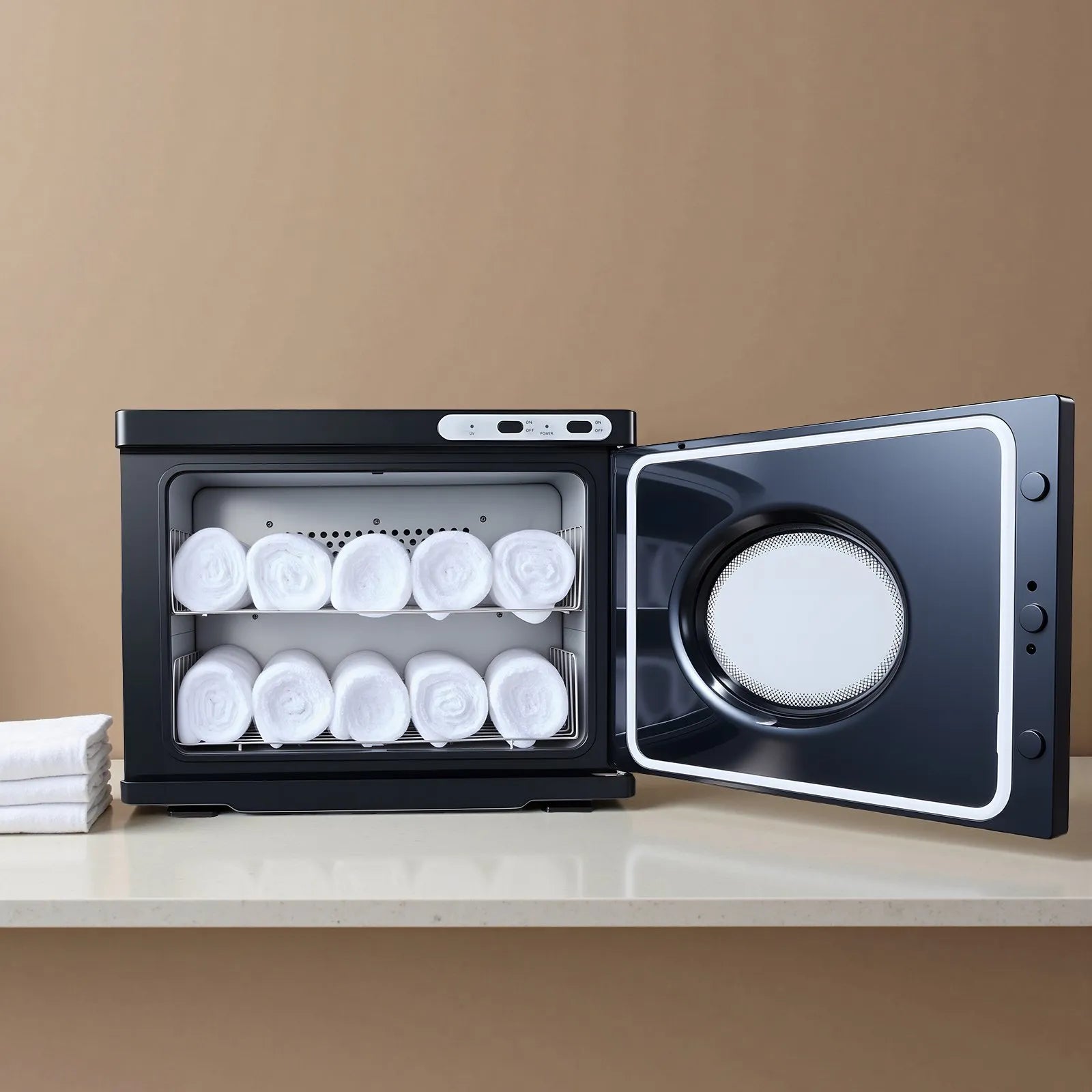 VEVOR Hot Towel Warmer, 5 gal Large Towel Warmer Cabinet with See Through Window, Clip & Stainless Steel Racks, Holds up 36 Towels, All-Round Heating Cabinet for Spa, Barber, Manicures, Massage, Salon 