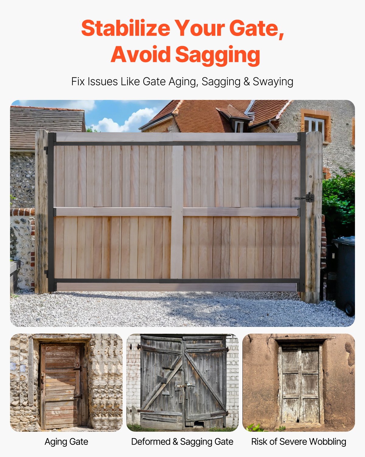 VEVOR Gate Building Kit Fits 36 to 60 in Wide Openings 6 to 7 ft High Fence 