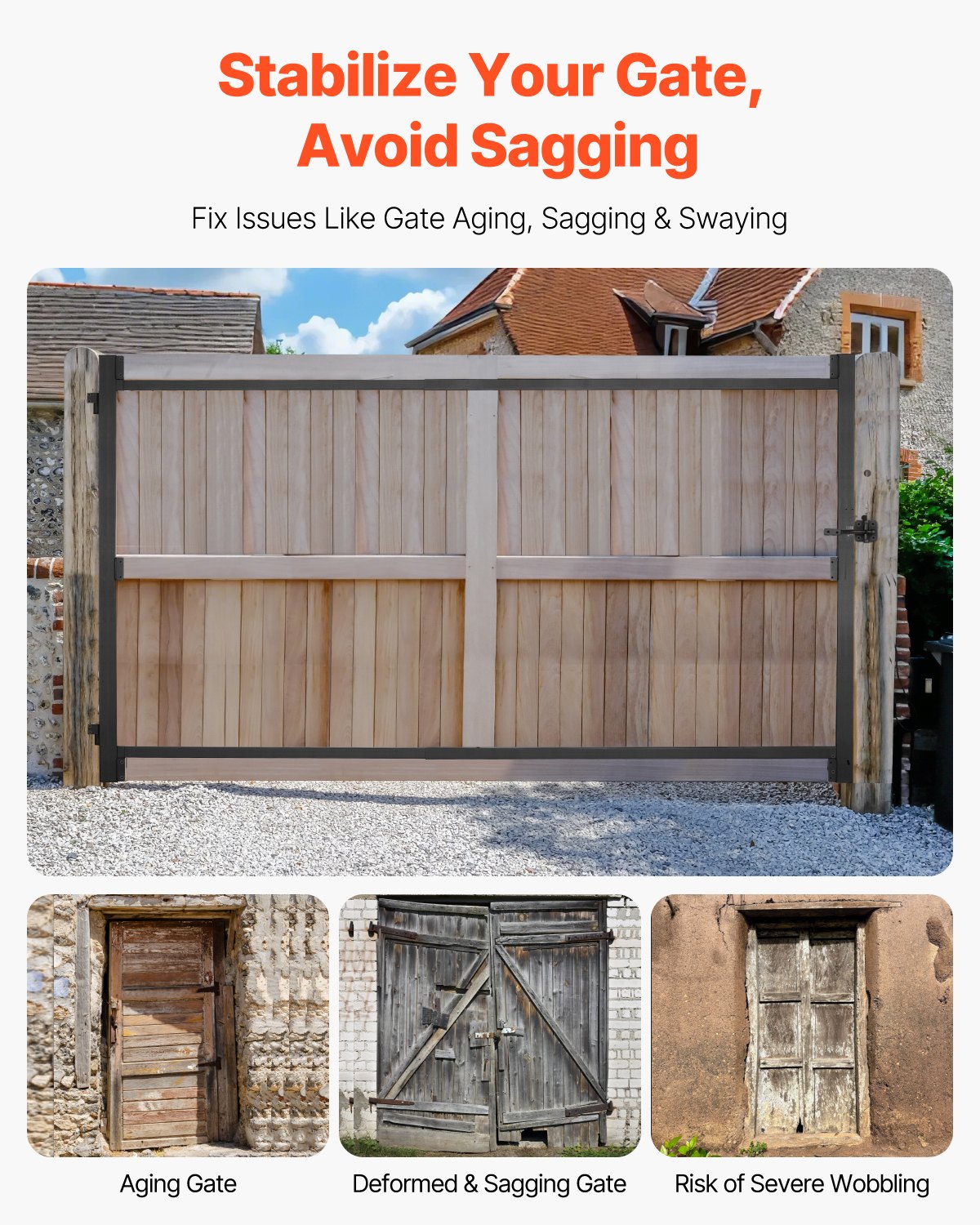 VEVOR Gate Building Kit Fits 60 to 96 in Wide Openings 6 to 7 ft High Fence 