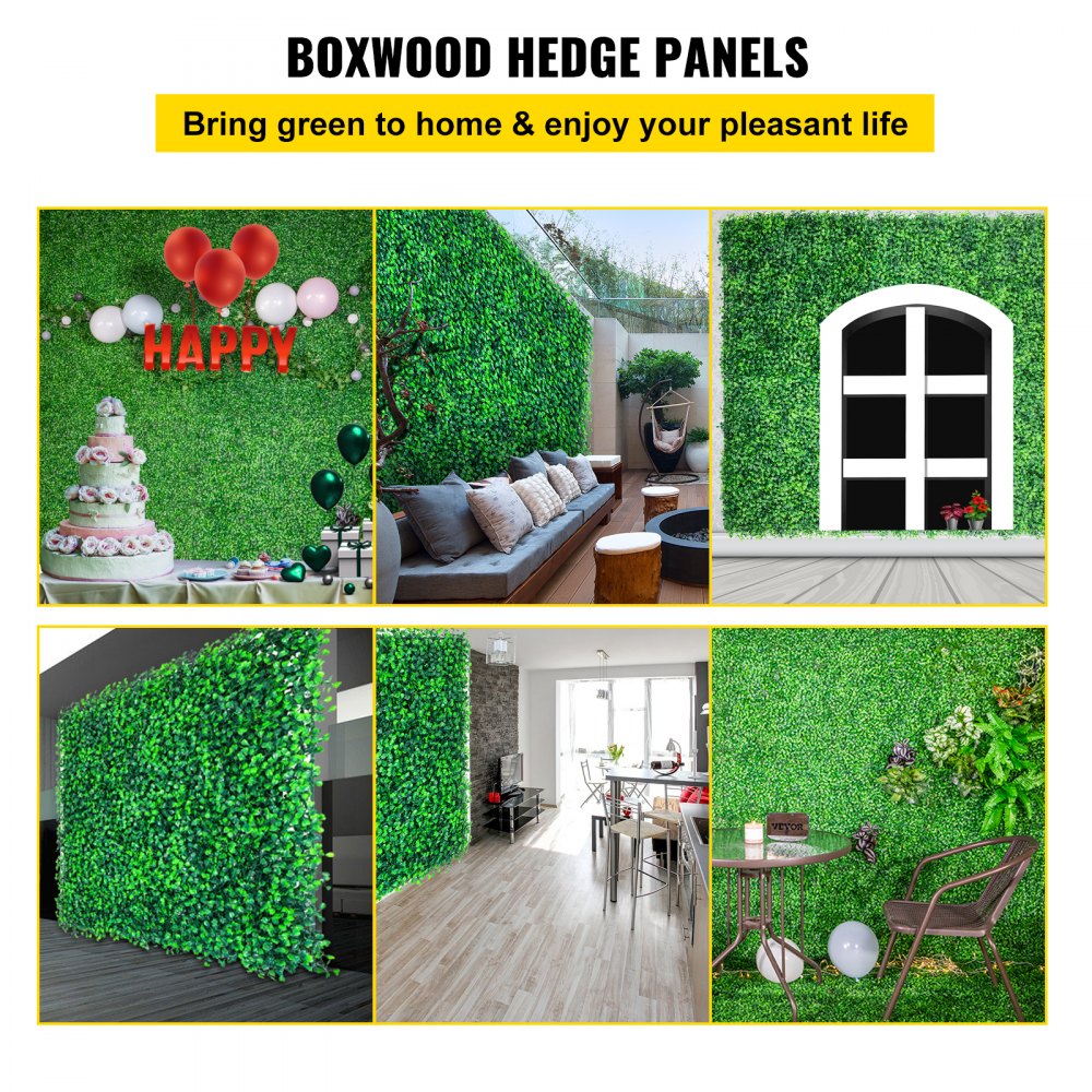 VEVOR Artificial Boxwood Panels, 14 PCS 20"x20" Boxwood Hedge Wall Panels, PE Artificial Grass Backdrop Wall 1.6", Privacy Hedge Screen for Decoration of Outdoor, Indoor, Garden, Fence, and Backyard 