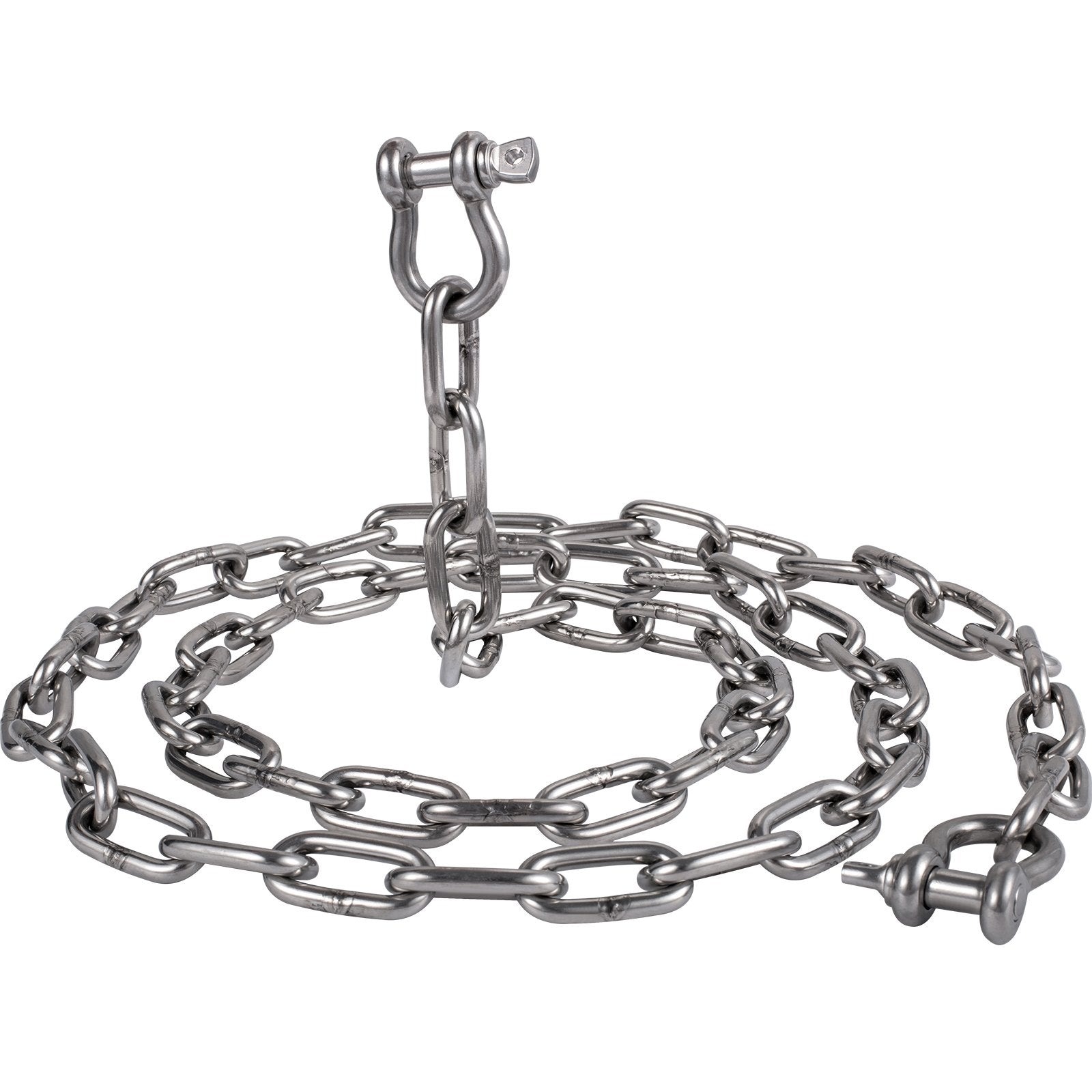 VEVOR Anchor Chain, 10 ft x 5/16 in Stainless Steel Chain, 3/8" Anchor Chain Shackle, 7120lbs Anchor Lead Chain Breaking Load, 9460lbs Anchor Chain Shackle Breaking Load, Anchor Chain for Boats 