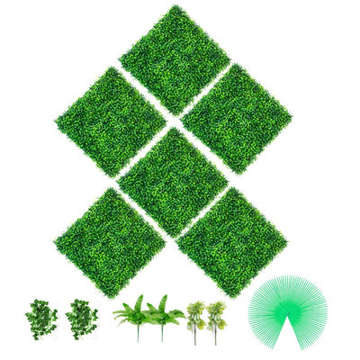 VEVOR Artificial Boxwood Panels, 6 PCS 20"x20" Boxwood Hedge Wall Panels, PE Artificial Grass Backdrop Wall 1.6", Privacy Hedge Screen for Decoration of Outdoor, Indoor, Garden, Fence, and Backyard 