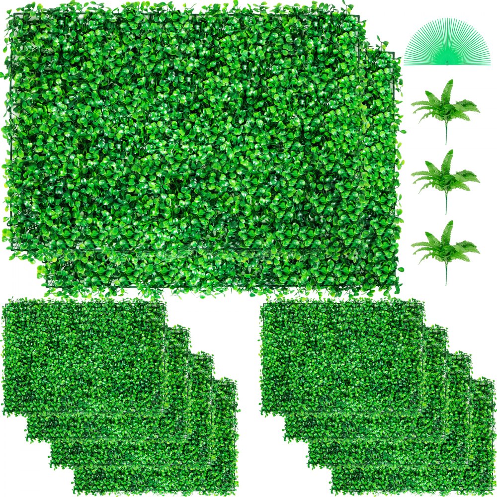 VEVOR Artificial Boxwood Panel UV 10pcs Boxwood Hedge Wall Panels Artificial Grass Backdrop Wall 24X16" 4cm Green Grass Wall Fake Hedge for Decor Privacy Fence Indoor Outdoor Garden Backyard 