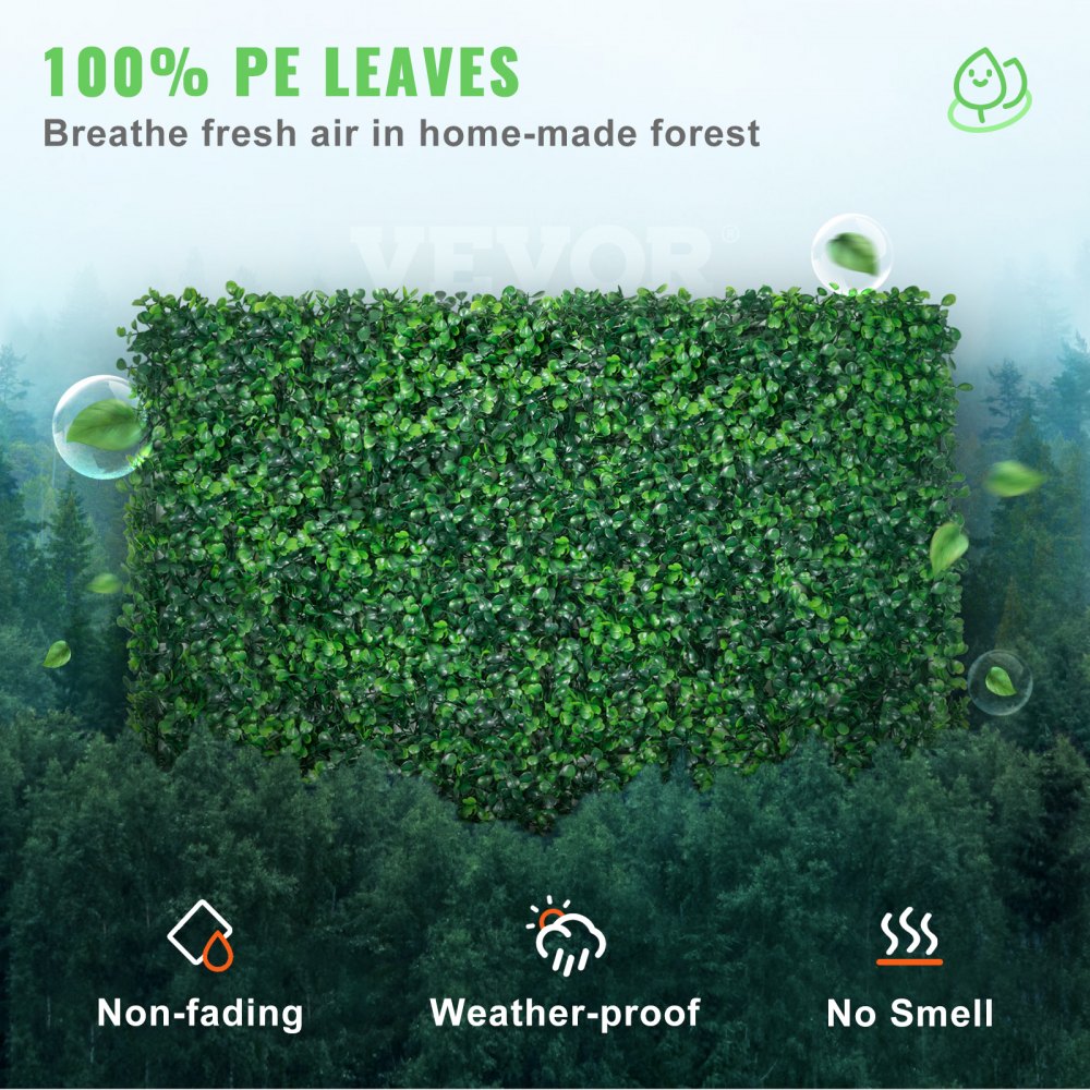 VEVOR Artificial Boxwood Panel UV 24pcs Boxwood Hedge Wall Panels Artificial Grass Backdrop Wall 24" X 16" 4 cm Green Grass Wall, Fake Hedge for Decor Privacy Fence Indoor, Outdoor Garden Backyard 