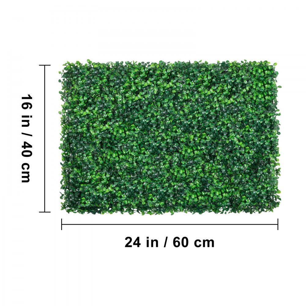 VEVOR Artificial Boxwood Panel UV 24pcs Boxwood Hedge Wall Panels Artificial Grass Backdrop Wall 24" X 16" 4 cm Green Grass Wall, Fake Hedge for Decor Privacy Fence Indoor, Outdoor Garden Backyard 