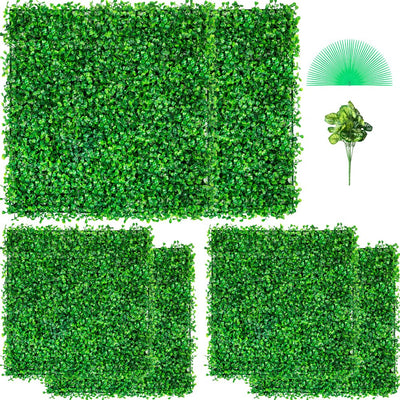 VEVOR Artificial Boxwood Panel UV 6pcs Boxwood Hedge Wall Panels, Artificial Grass Backdrop Wall 20" X 20" 4 cm Green Grass Wall, Fake Hedge for Decor Privacy Fence Indoor, Outdoor Garden Backyard 