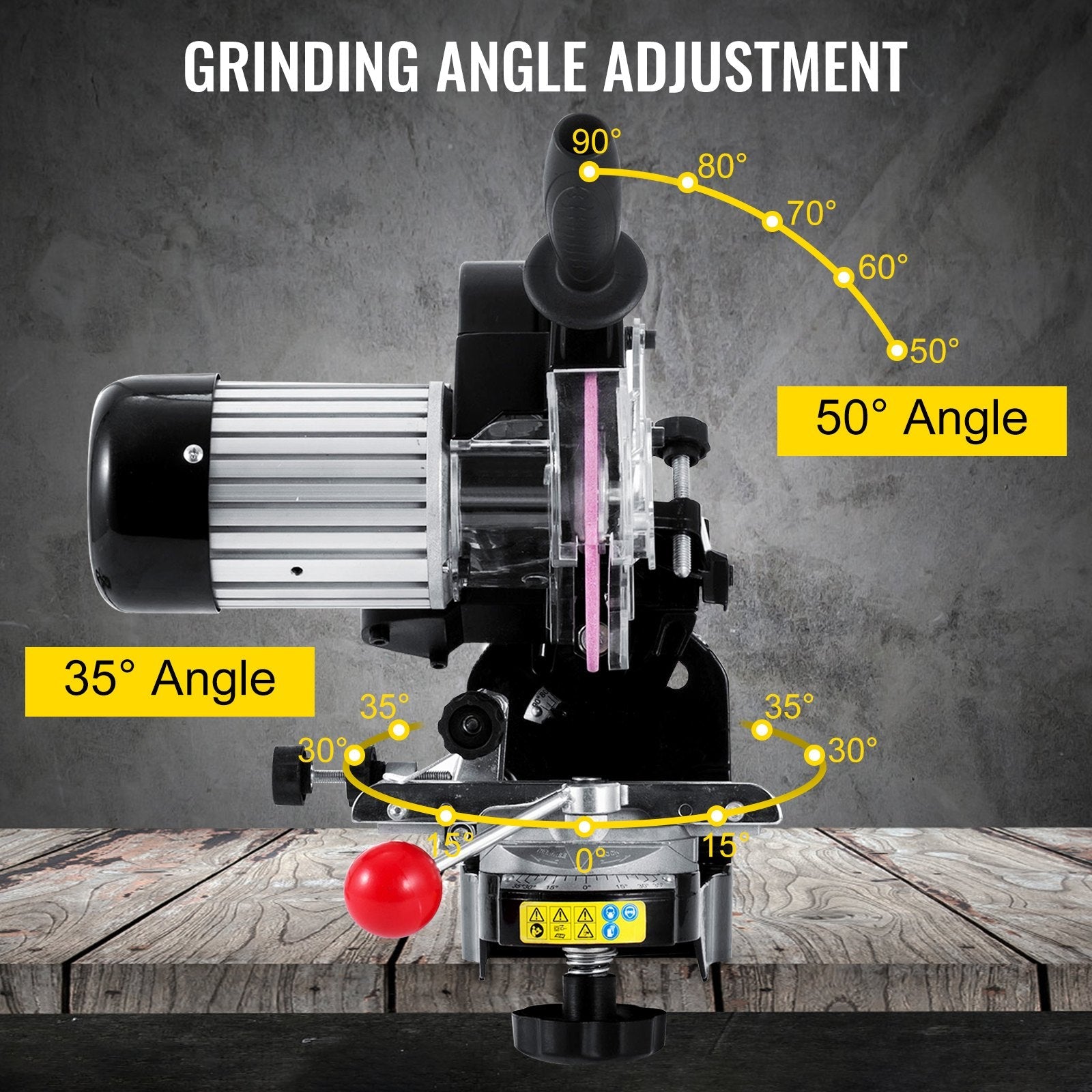VEVOR Chainsaw Sharpener 230W, Professional Multi-Angle Adjustable Chain Grinder 3000RPM, Electric Chainsaw Blade Sharpener for 1/4\" to 2/5\" Chains 