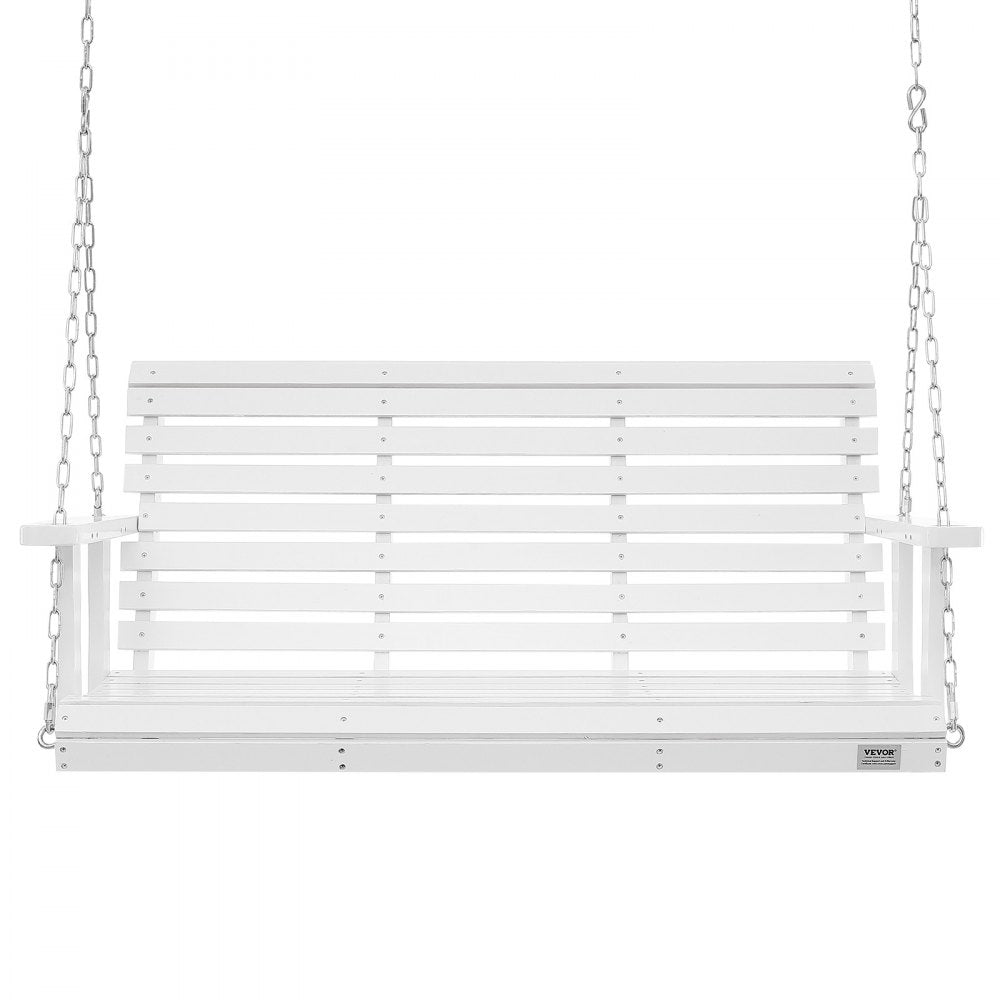 VEVOR Wooden Porch Swing 4.5 ft, Patio bench swing for Courtyard & Garden, Upgraded 880 lbs Strong Load Capacity, Heavy Duty Swing Chair Bench with Hanging Chains for Outdoors, White 